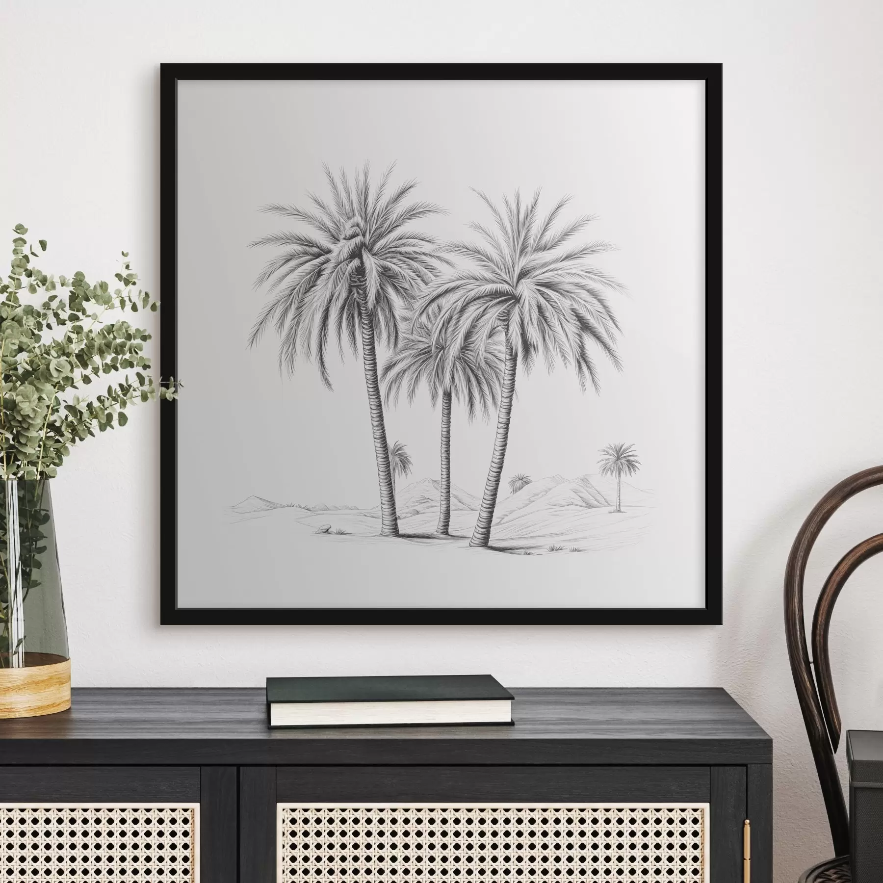 Картина Пальми, монохром, мінімалізм f39929