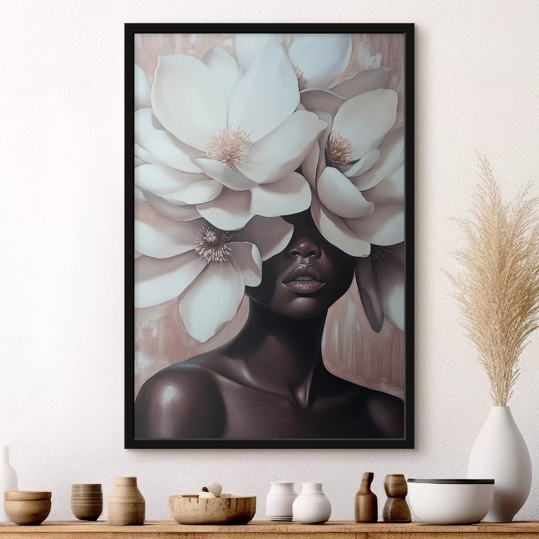 Картина Жінка з квітами на голові f39899