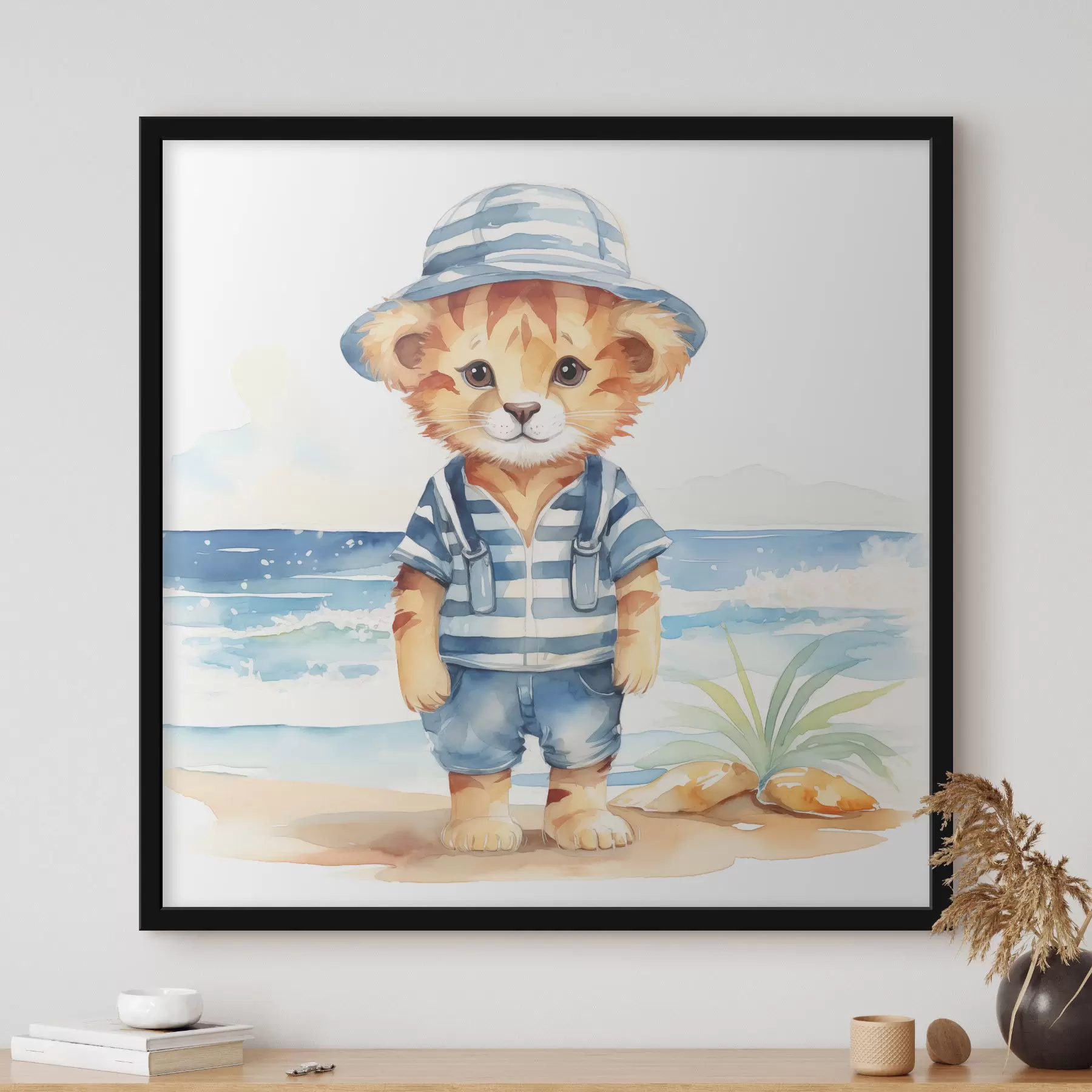 Картина Грайливий тигр насолоджується пляжним днем f38944