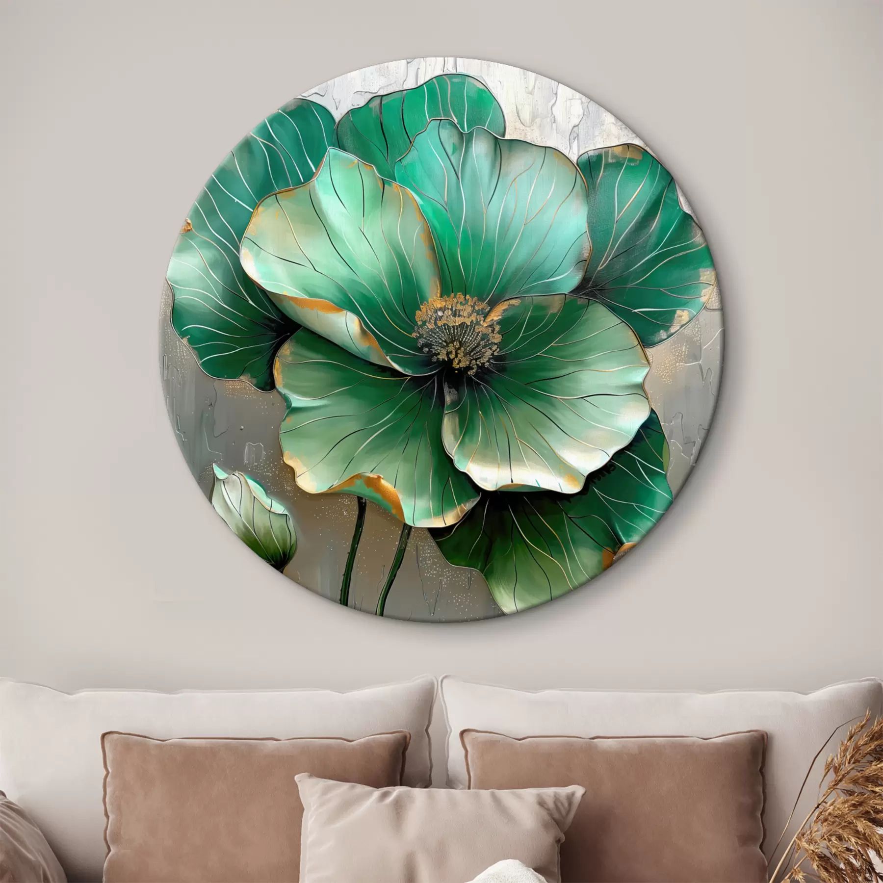 Картина Велика квітка зеленого кольору r39013