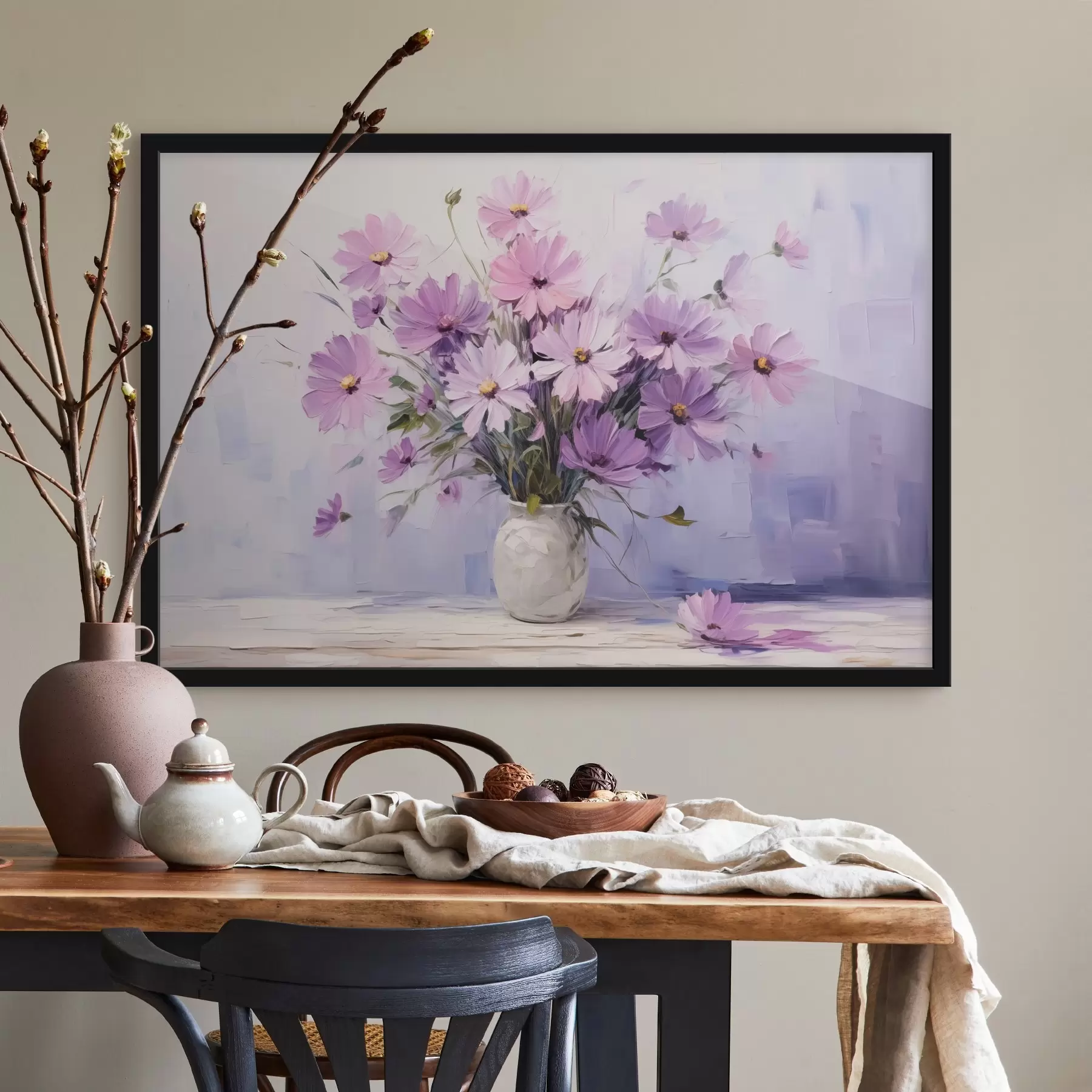 Картина Ніжні фіолетові квіти у вазі f41475