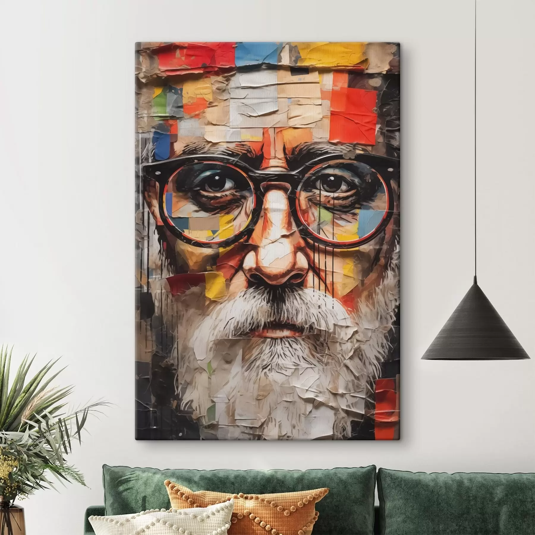 Картина Портрет чоловіка з бородою в стилі арт-колаж s41611