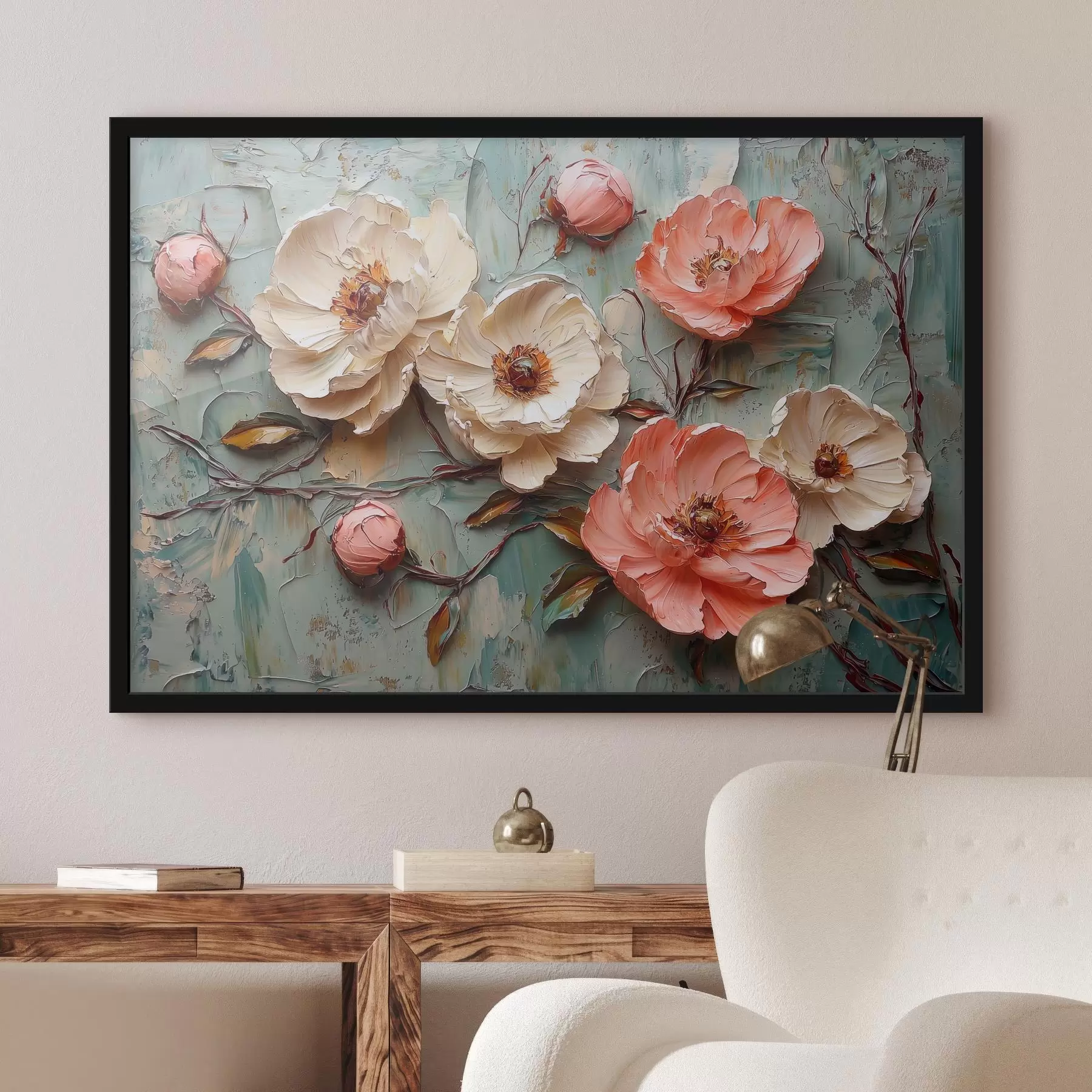 Картина Гілка ніжних квітів у стилі мазків олійною фарбою f41827