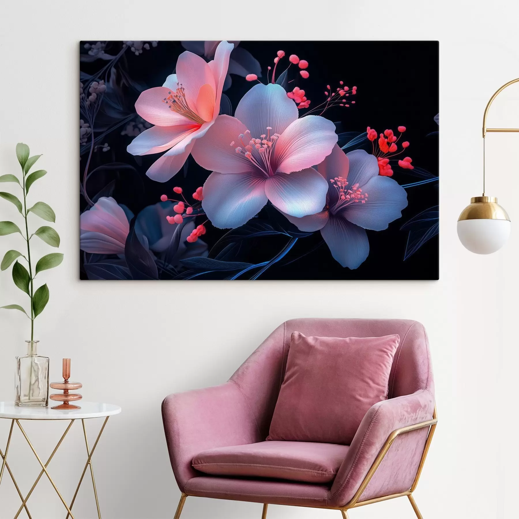 Картина Лілії з імітацією неонової фарби s41857