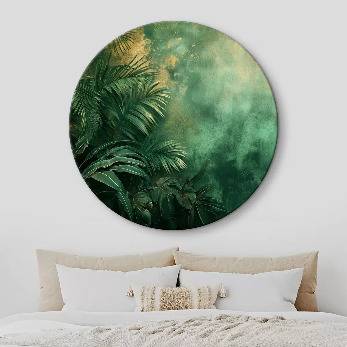 Кругла картина Тропічні кущі в стилі гранж r38086