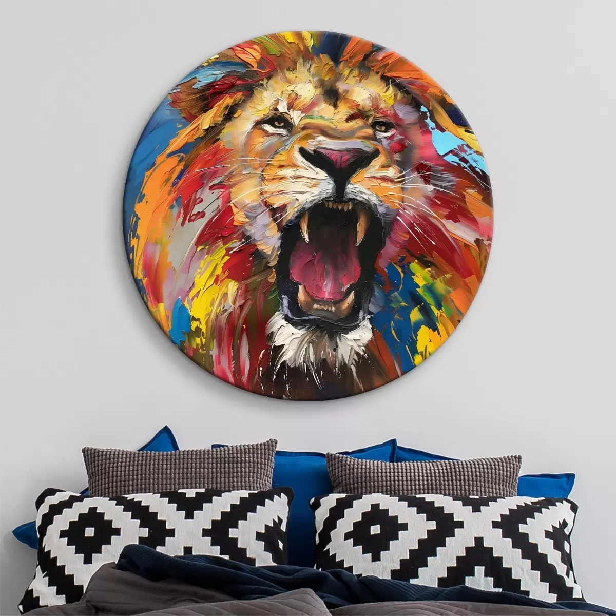 Кругла картина Лев у кольорах r39873