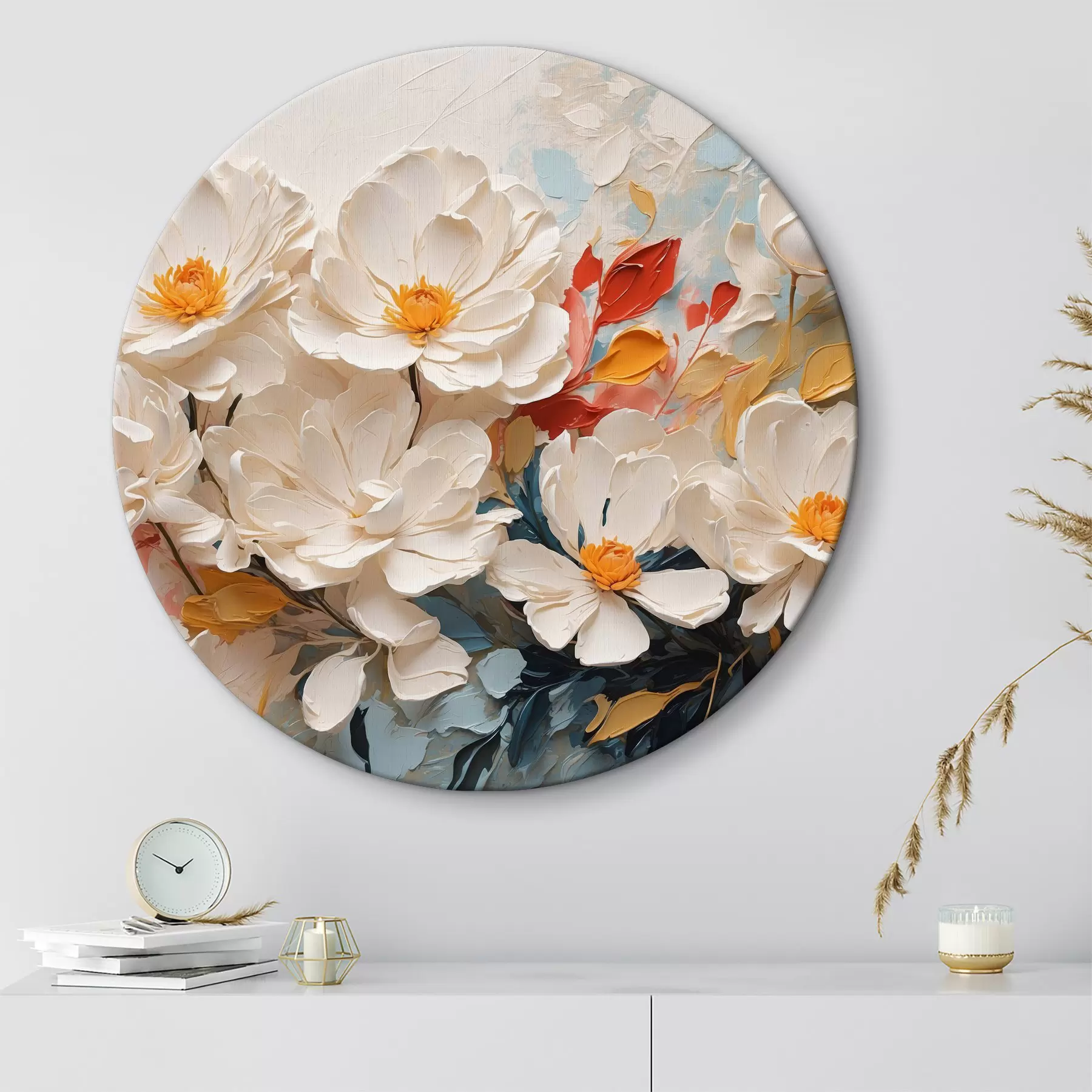 Картина Абстрактні білі квіти в олії r40862