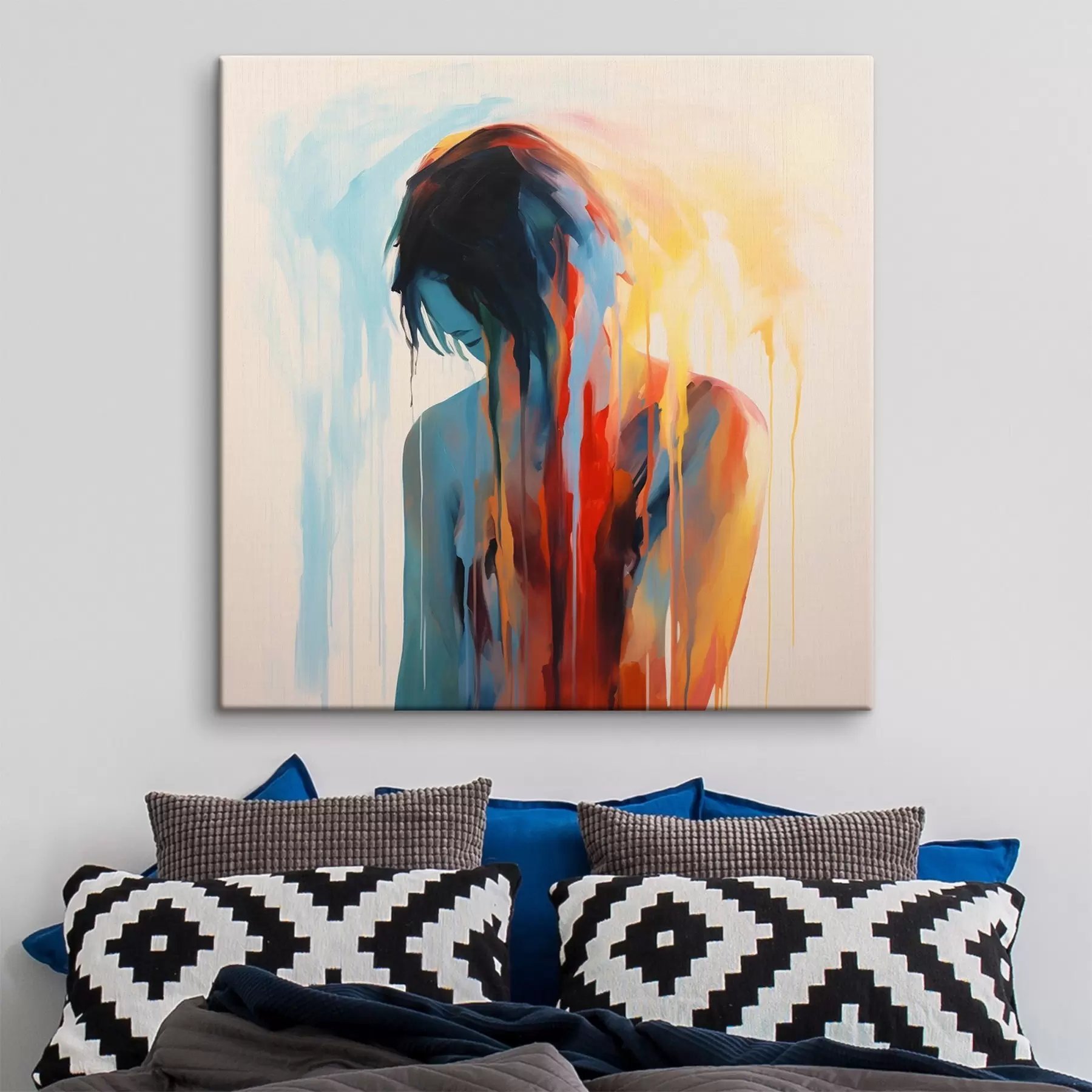 Картина Силует дівчини з фарбами s42382