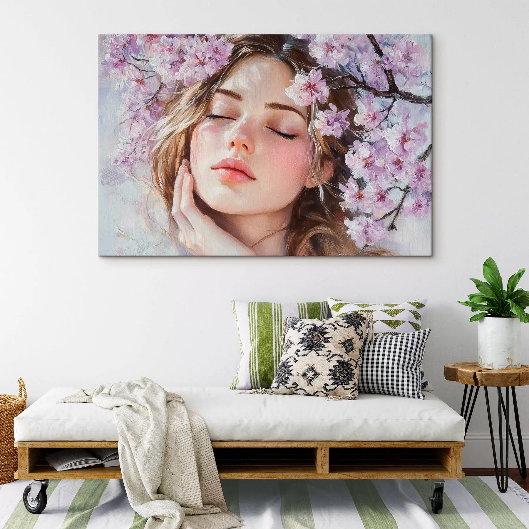 Картина Дівчина біля квітучої гілки s42857
