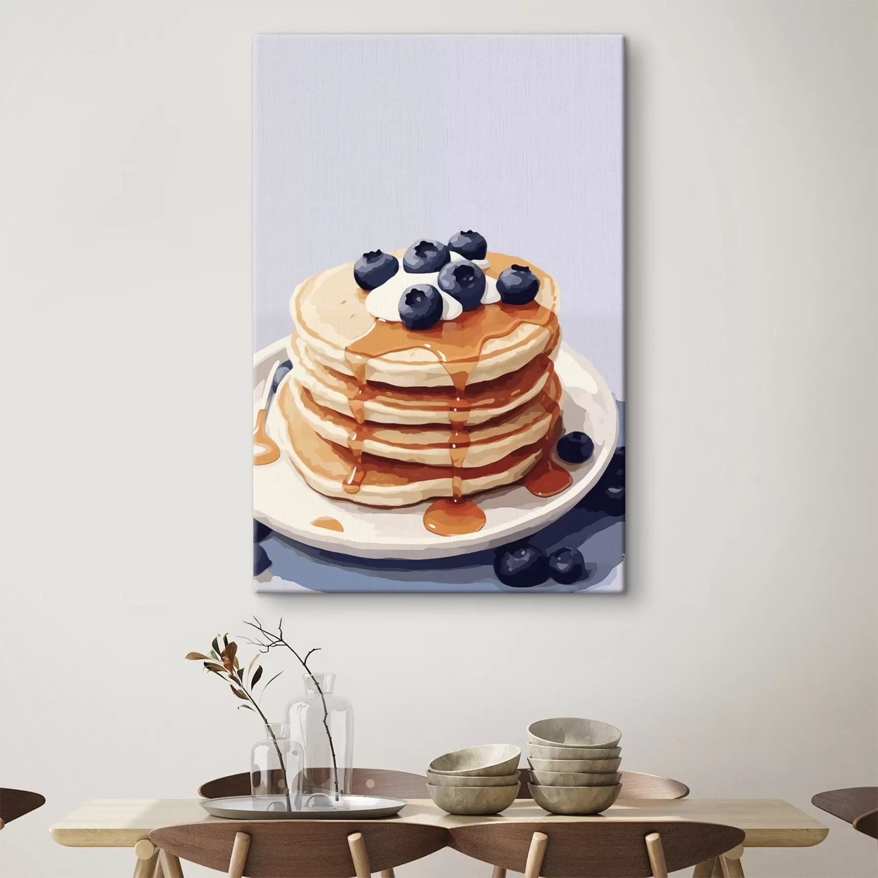 Картина Млинці з сиропом та чорницею на тарілці s43009