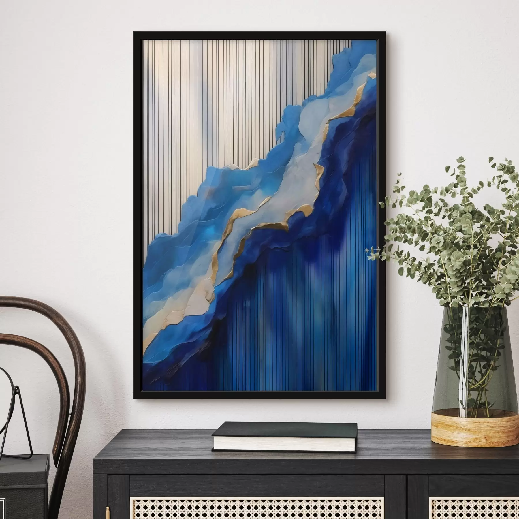 Картина Абстрактні сині текстури з лініями на задньому плані f43002