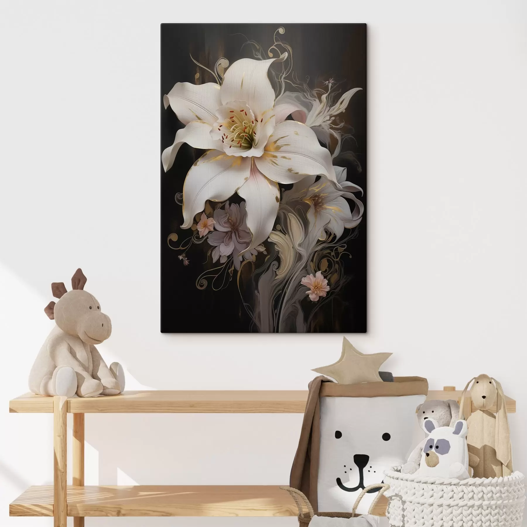 Картина Абстрактна квітка лілії крупним планом на темному тлі s43254