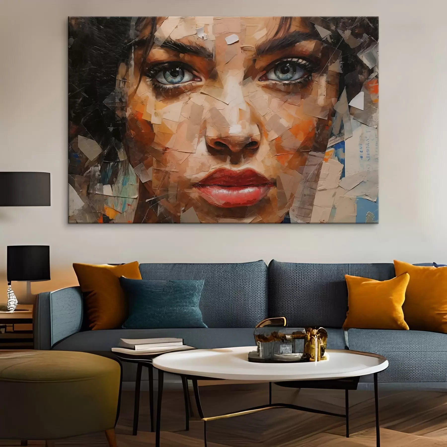 Картина Обличчя дівчини, зроблене з газет s43467