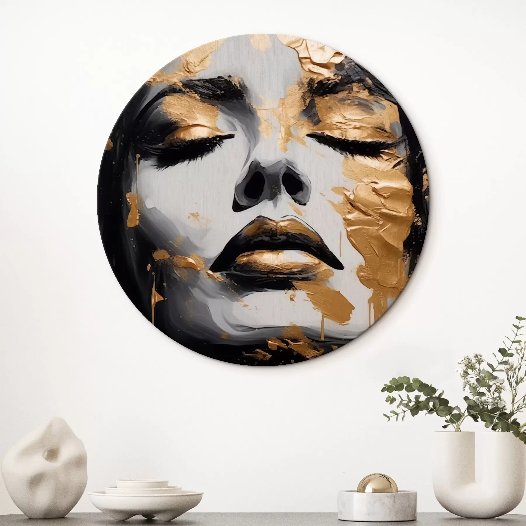 Картина Портрет жінки з абстрактними мазками r43988