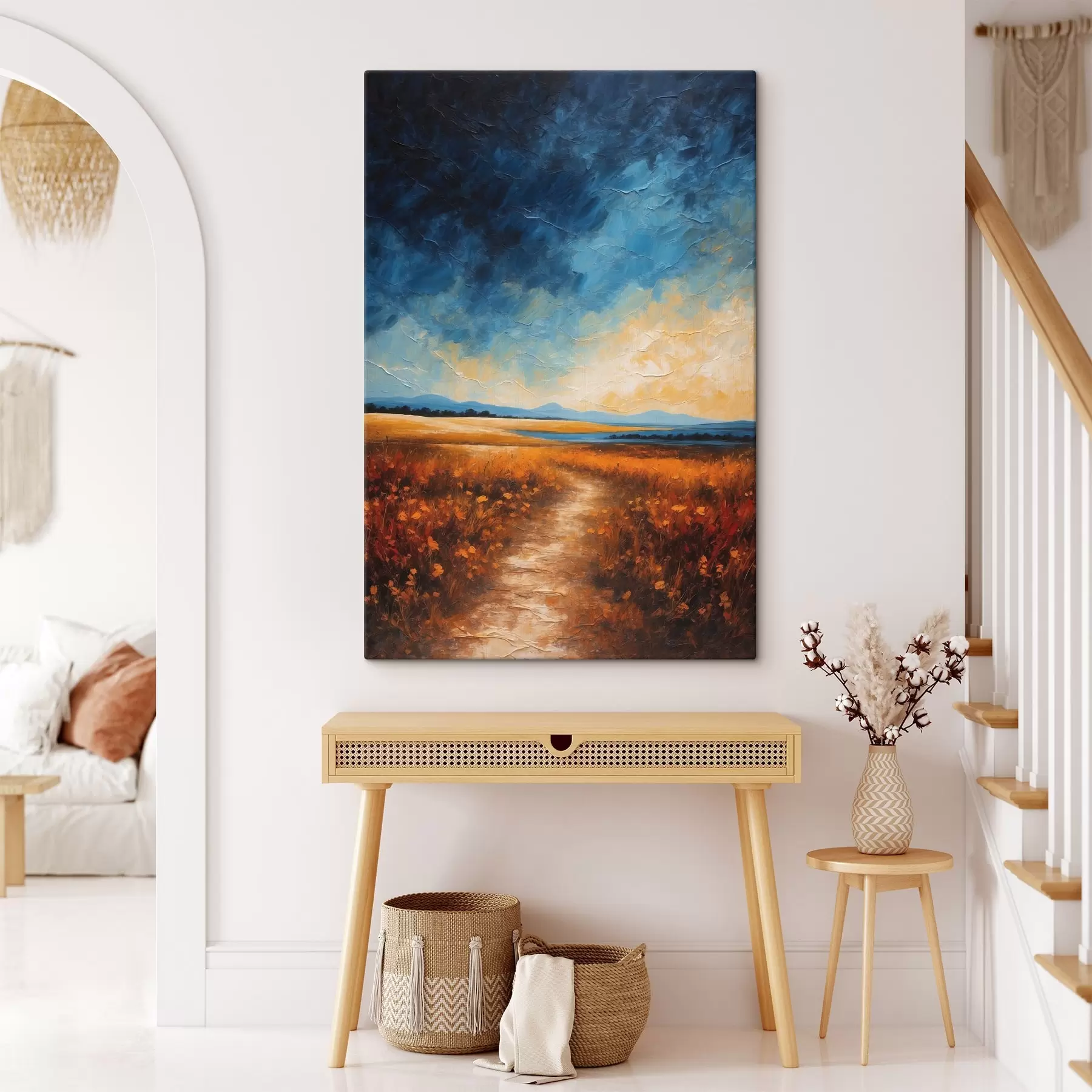 Картина Вечірнє поле квітів в стилі акрилового живопису s44440