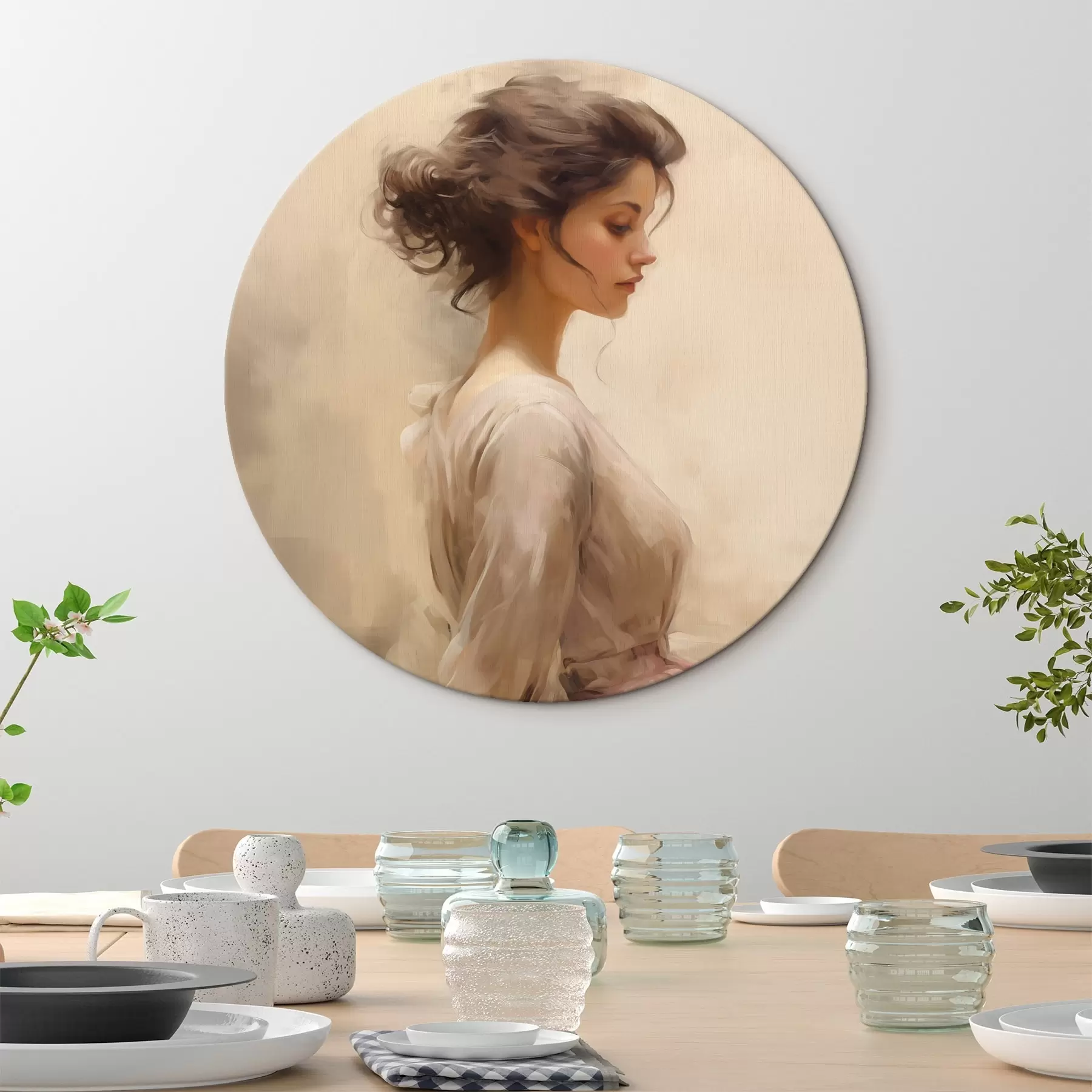 Картина Ніжна жіноча фігура на світлому тлі r44752