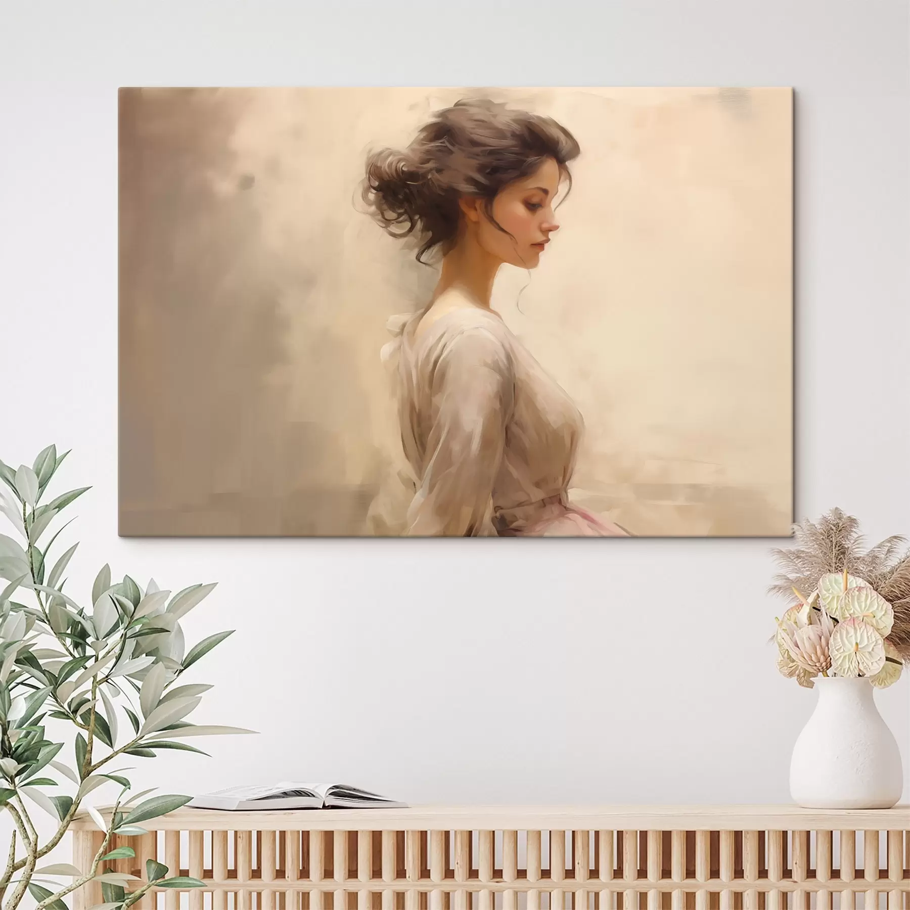 Картина Ніжна жіноча фігура на світлому тлі s44752