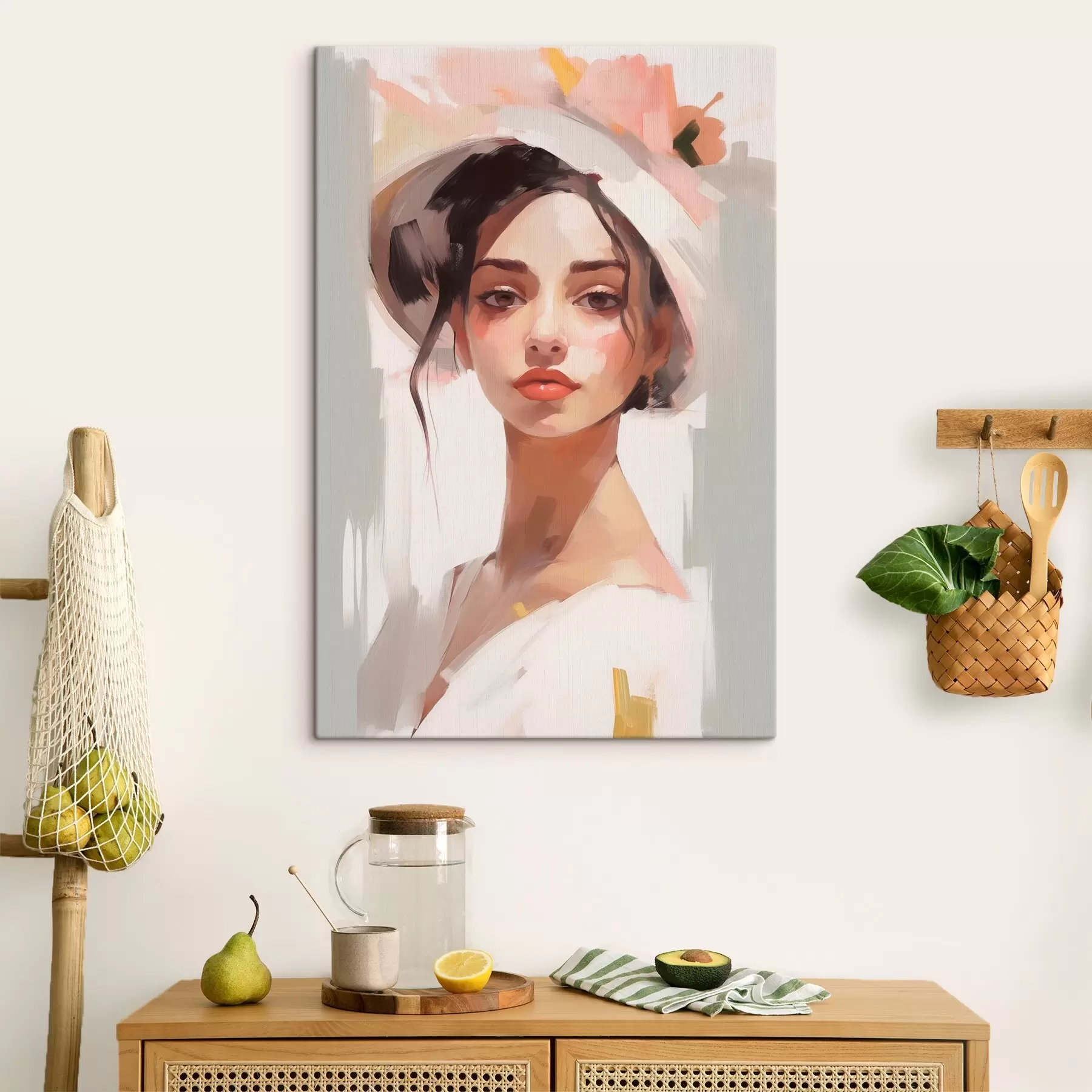 Картина Дівчина в капелюсі, що імітує живопис s44778