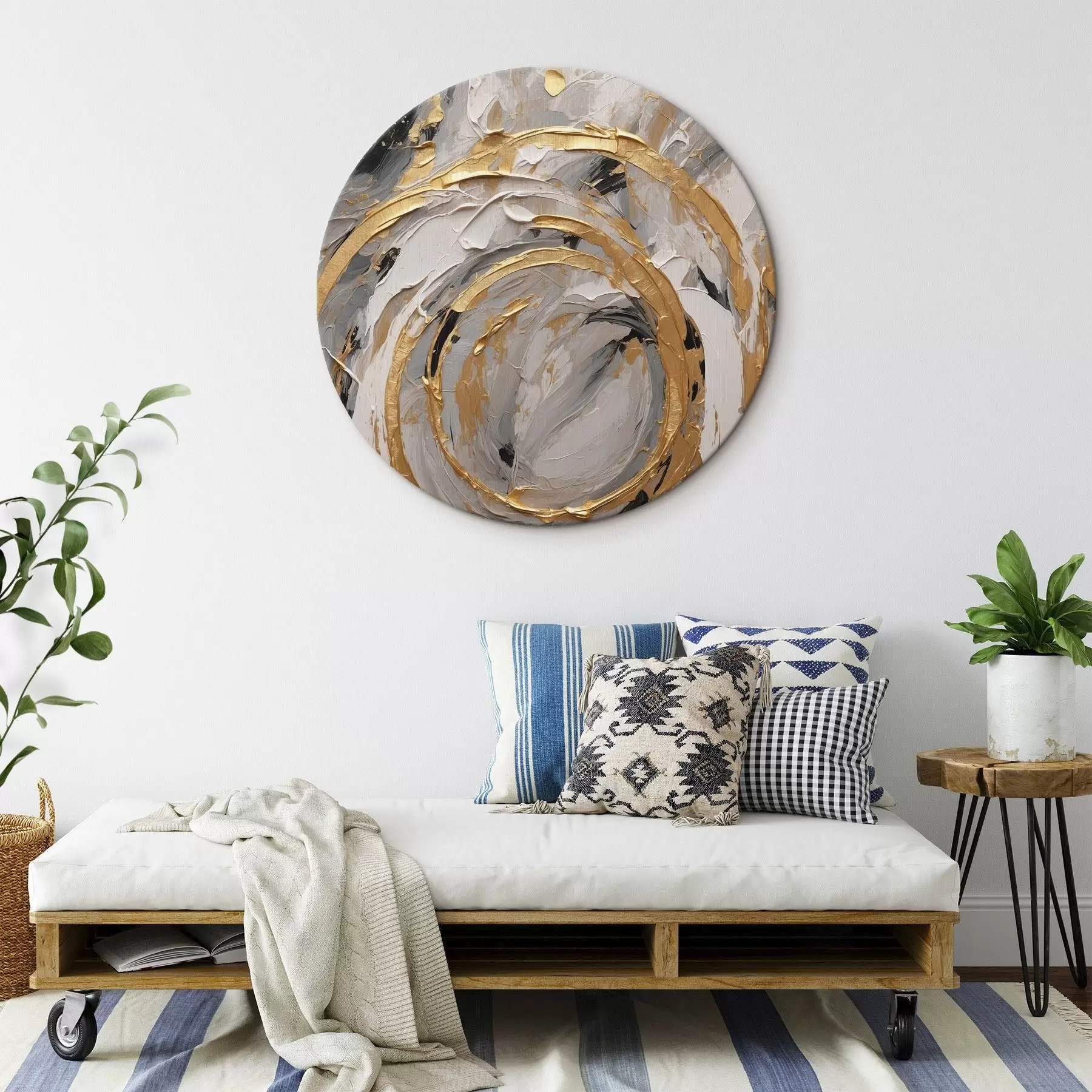 Картина Абстрактна текстура з колами та пастеллю r44876