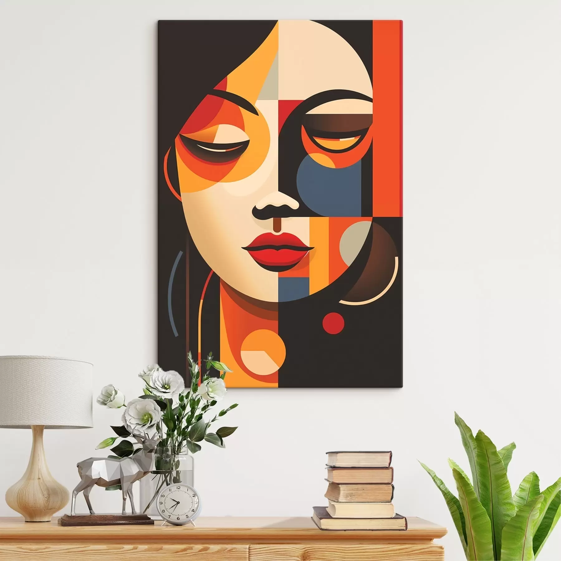 Картина Геометричне жіноче обличчя в теплих тонах s45087