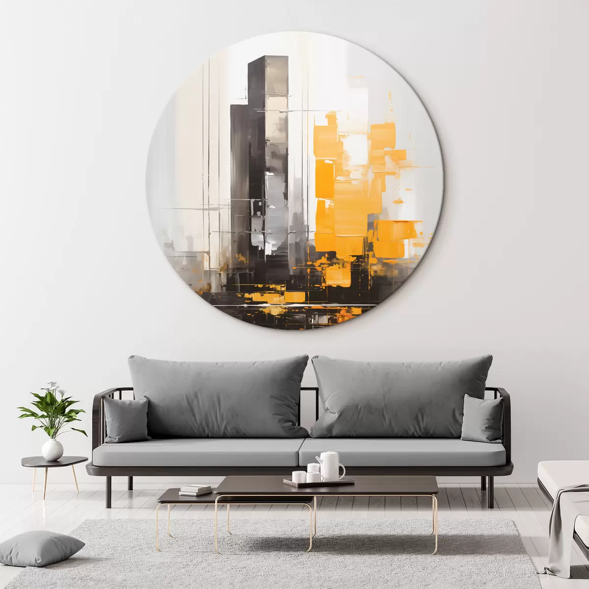 Кругла картина Абстракція з хмарочосами r45162