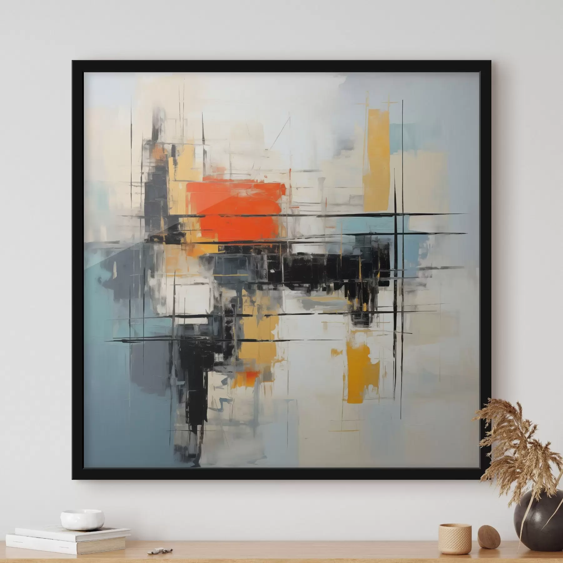 Картина Динамічне полотно в сучасному стилі з гострими штрихами f45040