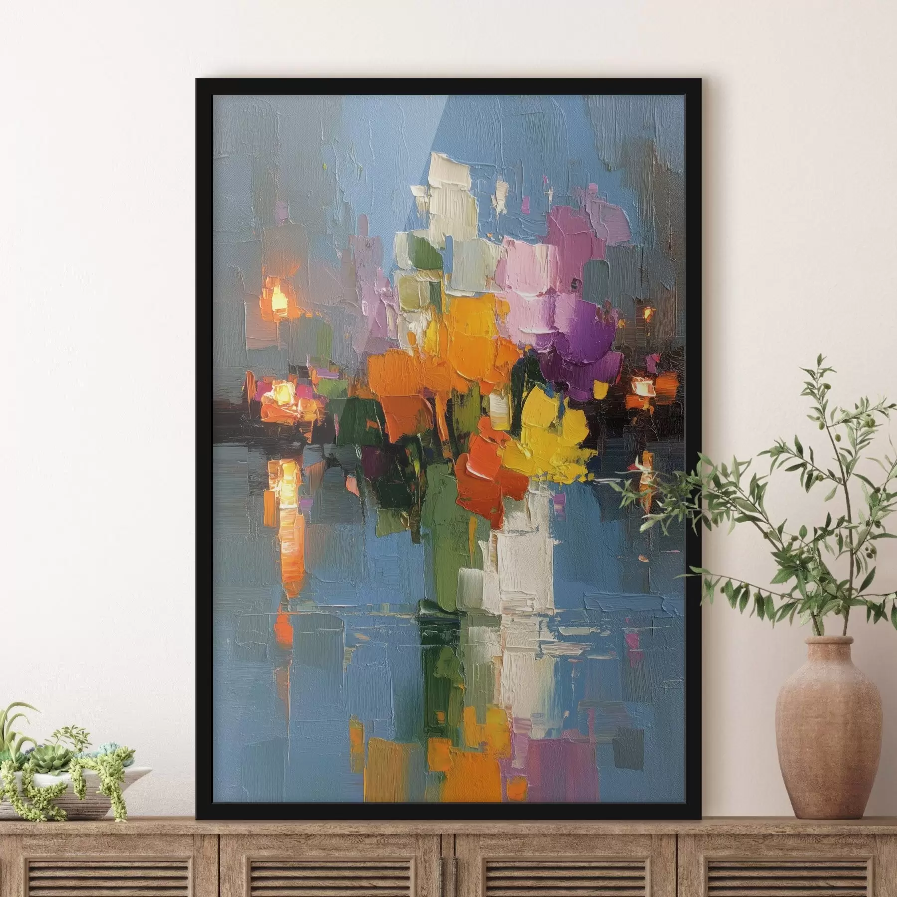 Картина Урбаністична абстракція: відображення світла у воді f45243