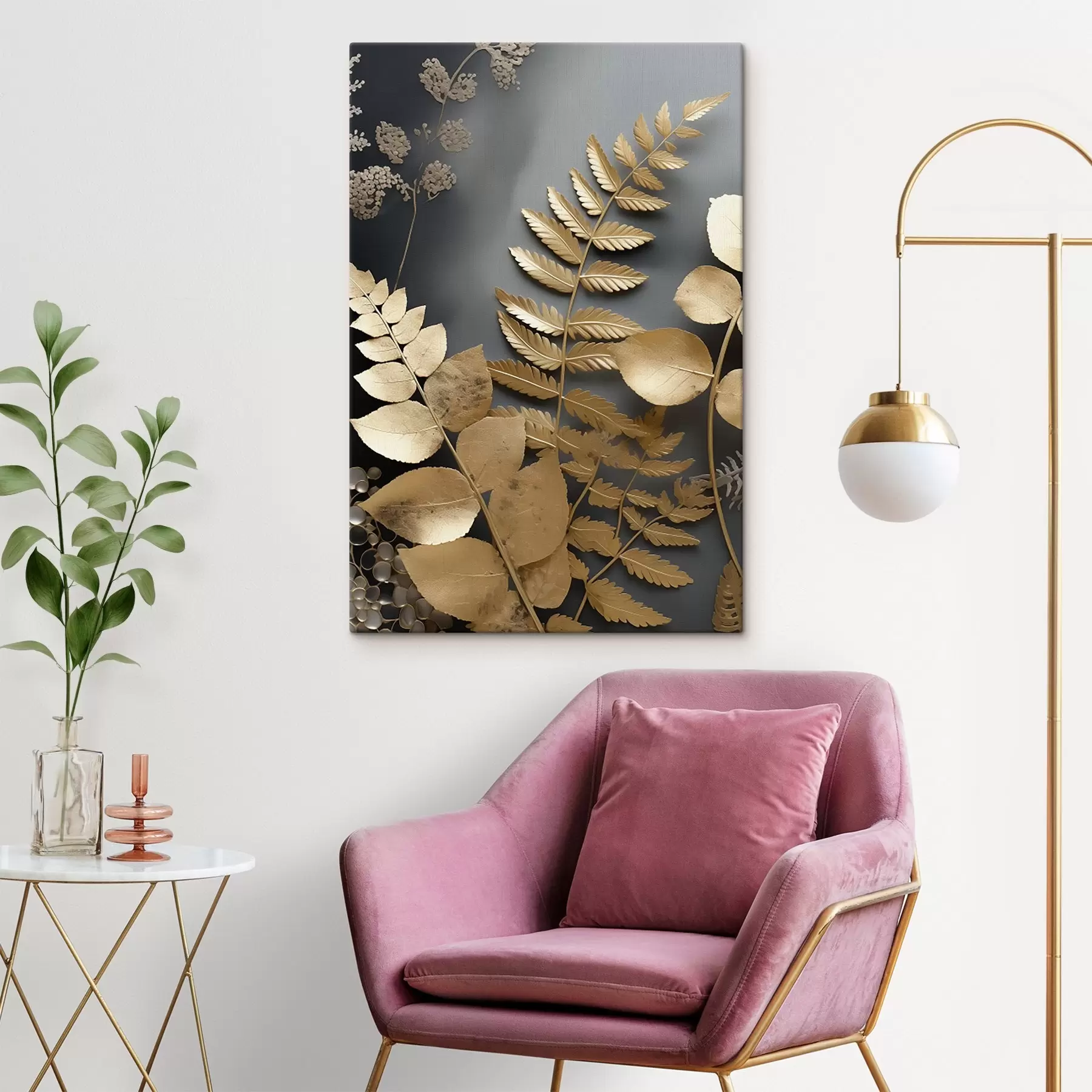 Картина Гілки евкаліпта та тропічне листя на темному тлі s45333