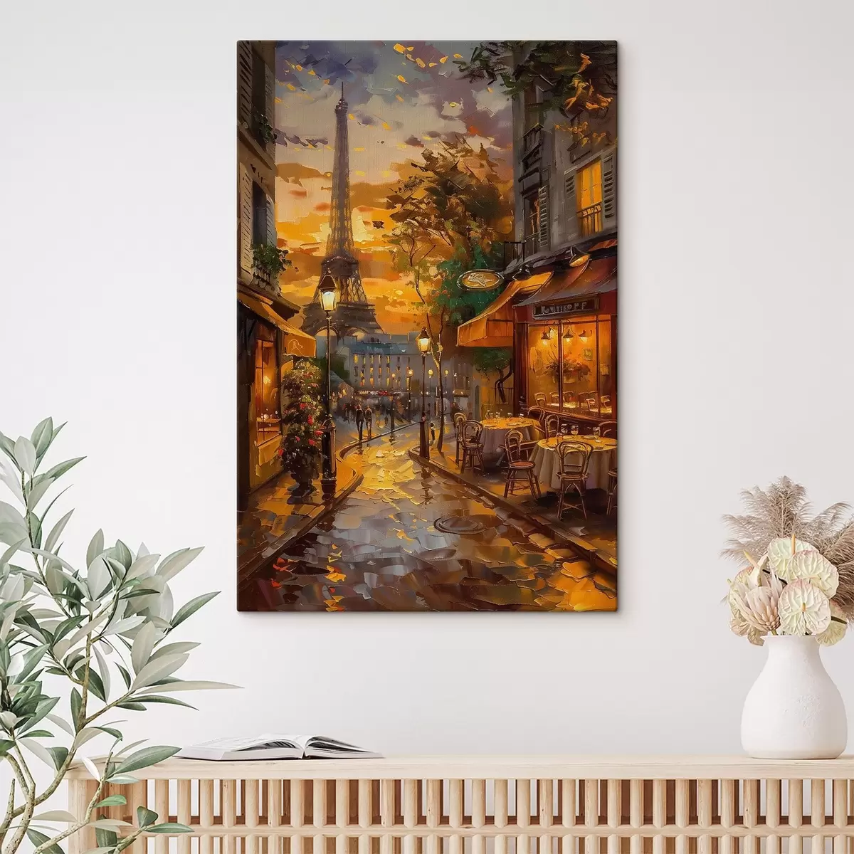 Картина Вулиця в Парижі, ефект олійного живопису s45340