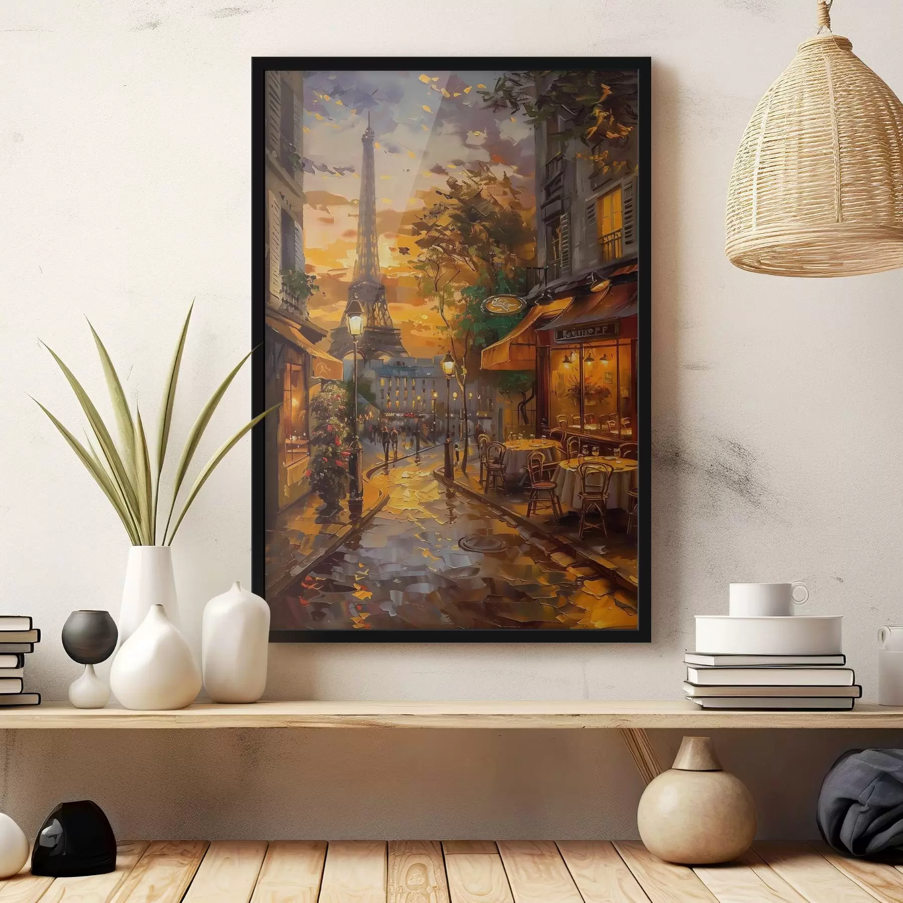 Картина Вулиця в Парижі, ефект олійного живопису f45340