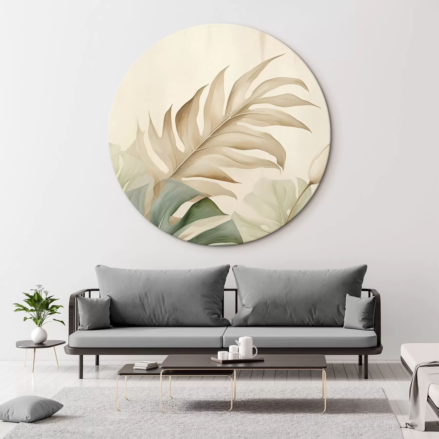 Картина Тропічне листя на світлому фоні r45617