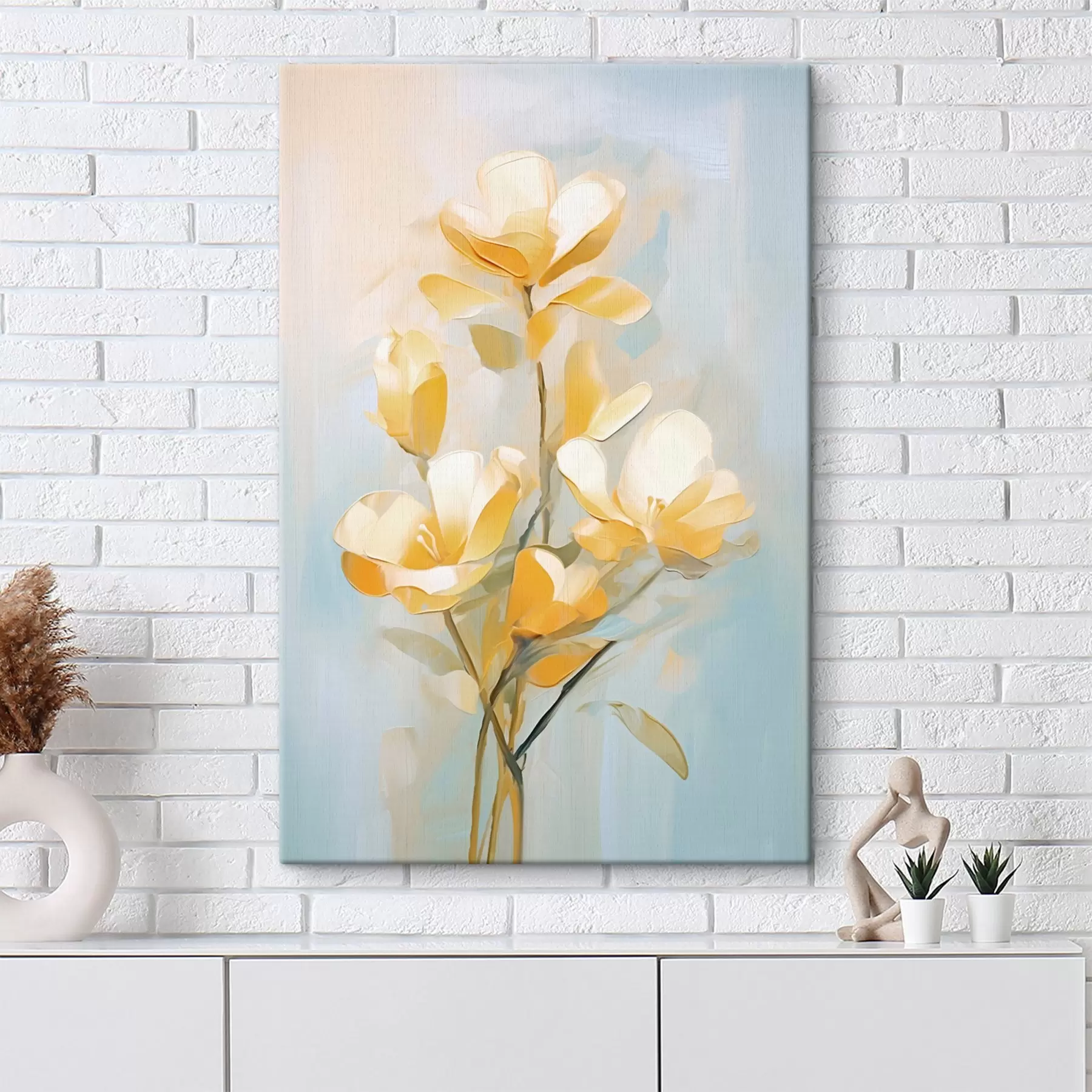 Картина Квітковий мотив: букет у світло-жовтих і блакитних тонах s45540