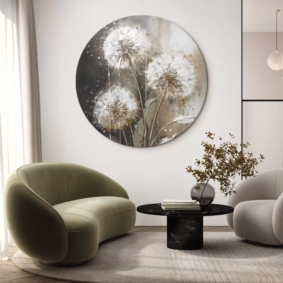 Кругла картина Анотація кульбаби r45449
