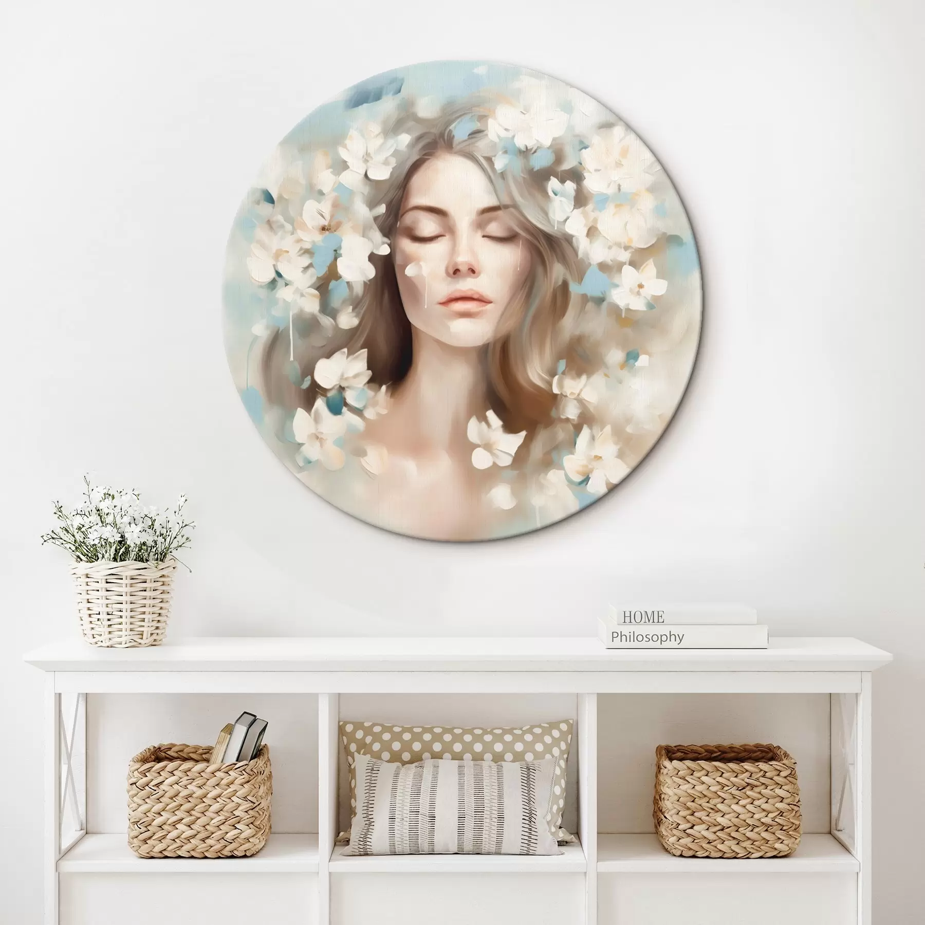 Картина Абстрактний портрет жінки з квітами у вигляді мазків пензля r45450