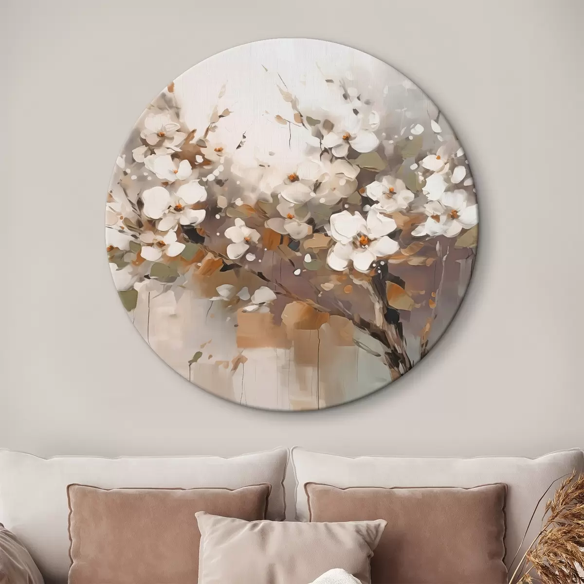Кругла картина Абстрактна гілка з квітами r45579