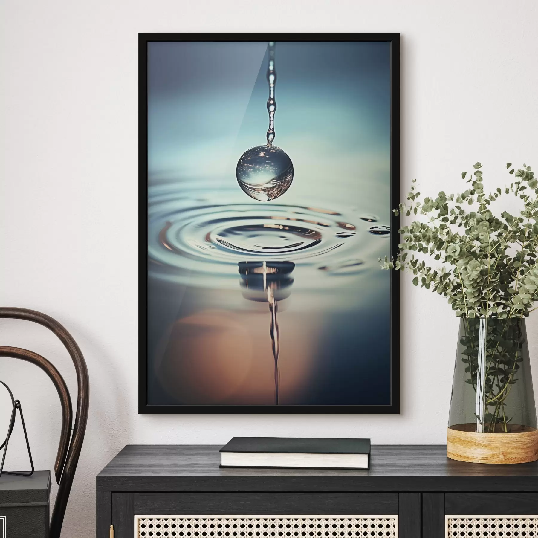 Картина Крапля води падає зі спалахами світла f45501