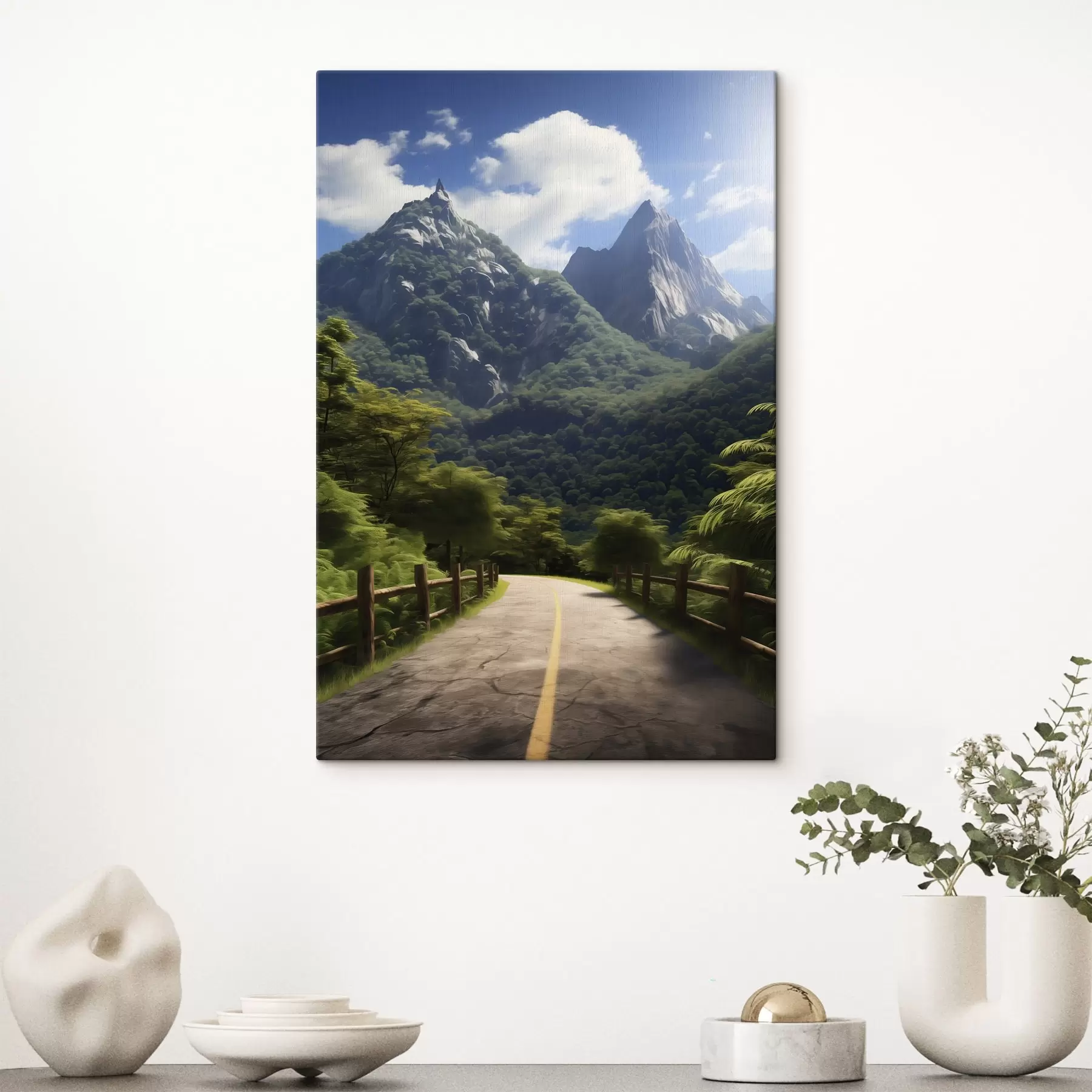 Картина Гірська дорога серед зелених дерев s45525