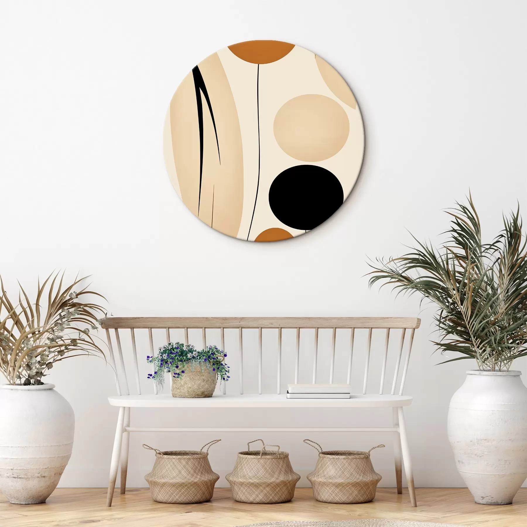 Картина Абстрактна композиція з чорними та помаранчевими колами r45700