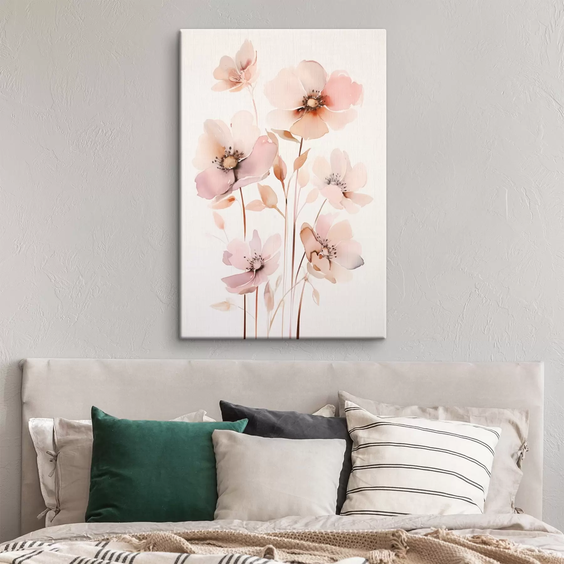 Картина Акварельні рожеві квіти на тонких стеблах s45701