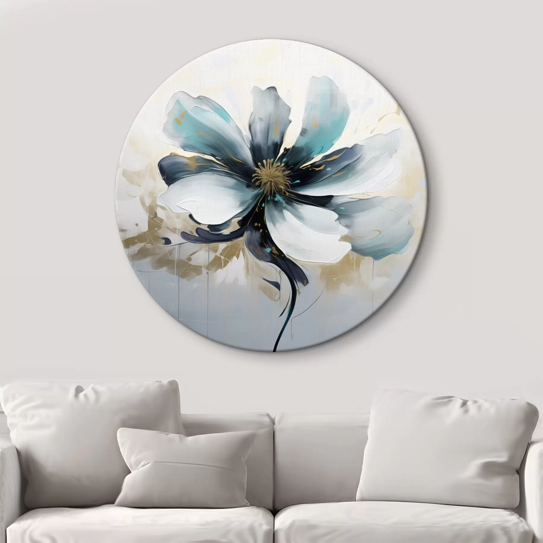 Картина Бірюзова квітка в стилі олійного живопису r45641