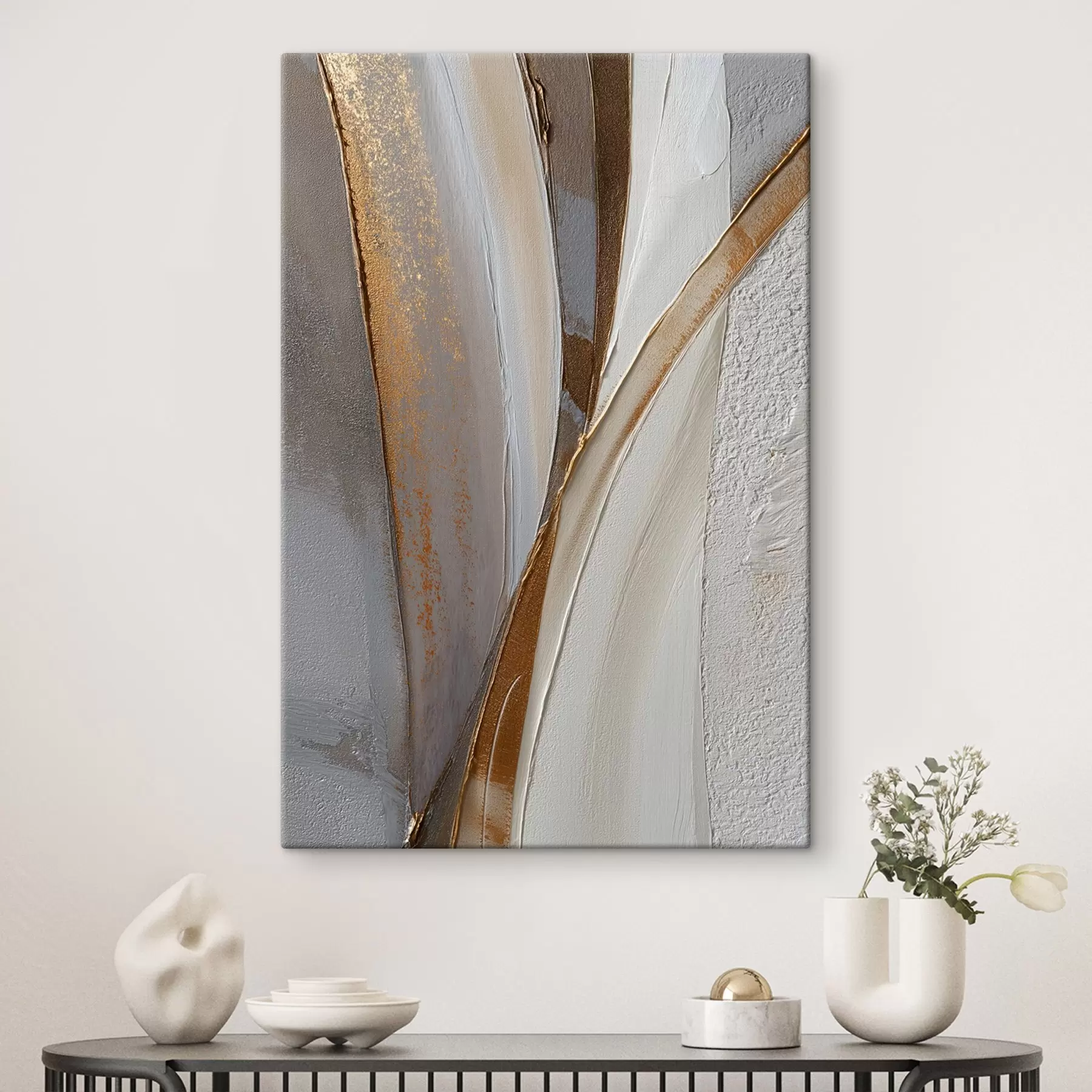 Картина Текстуровані абстрактні лінії з жовтими та помаранчевими блискітками s45810