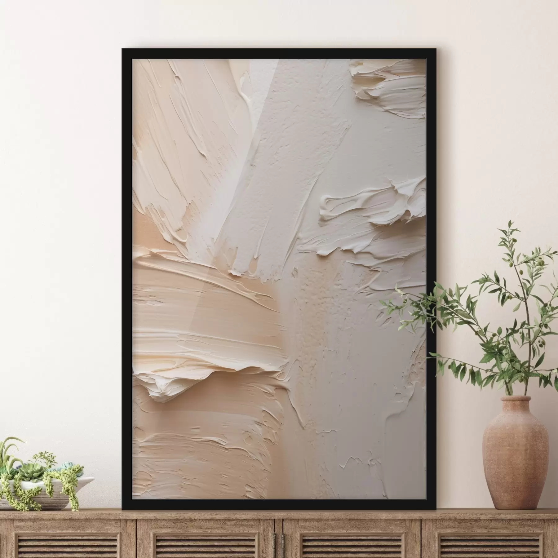 Картина Легкі мазки імпасто, кремова піщана текстура f45872