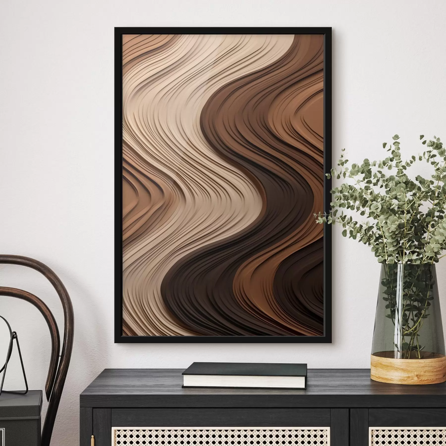 Картина Вертикальні хвилі в теплих бежево-коричневих шарах f45905