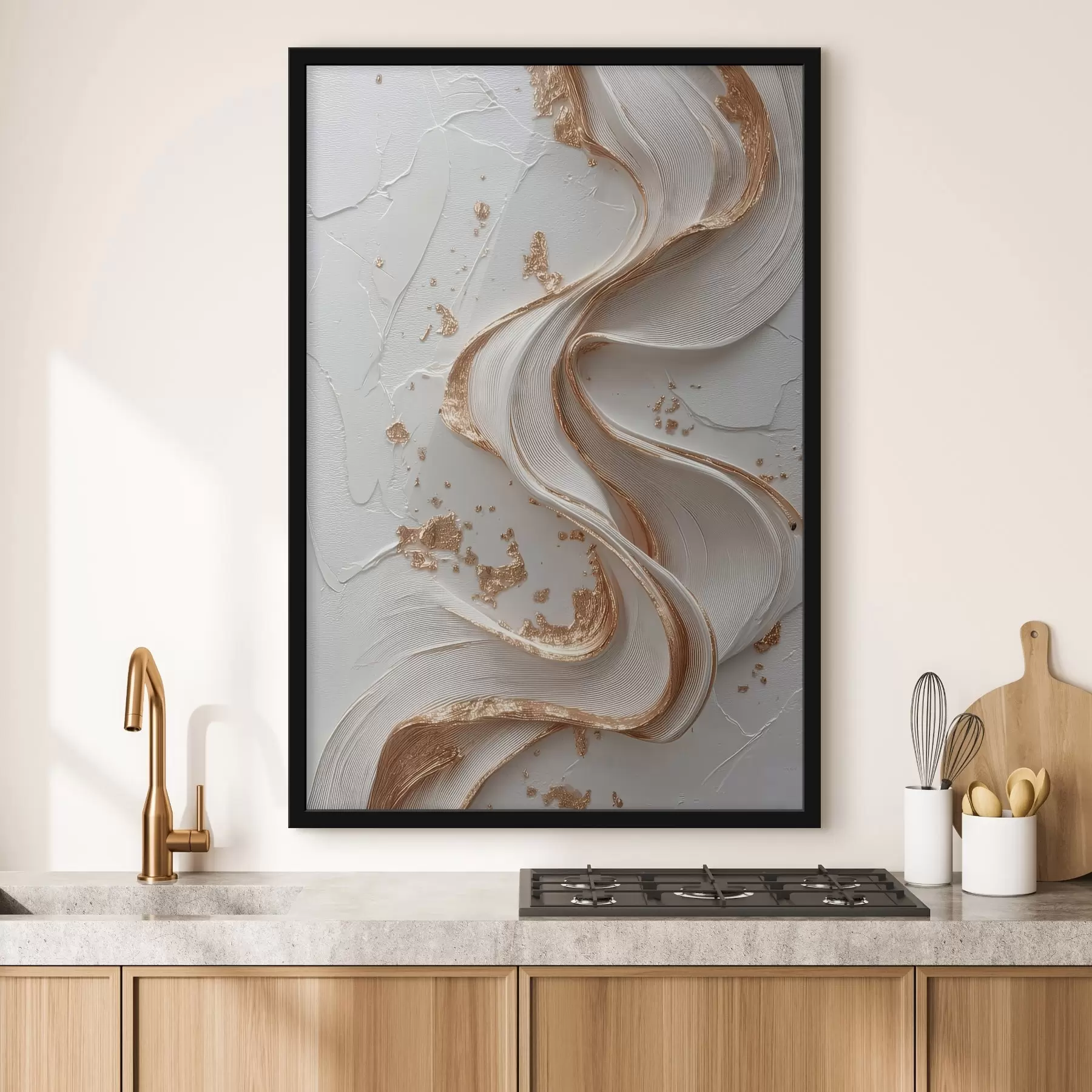 Картина Біло-жовті текстурні штрихи з металевими акцентами f45906