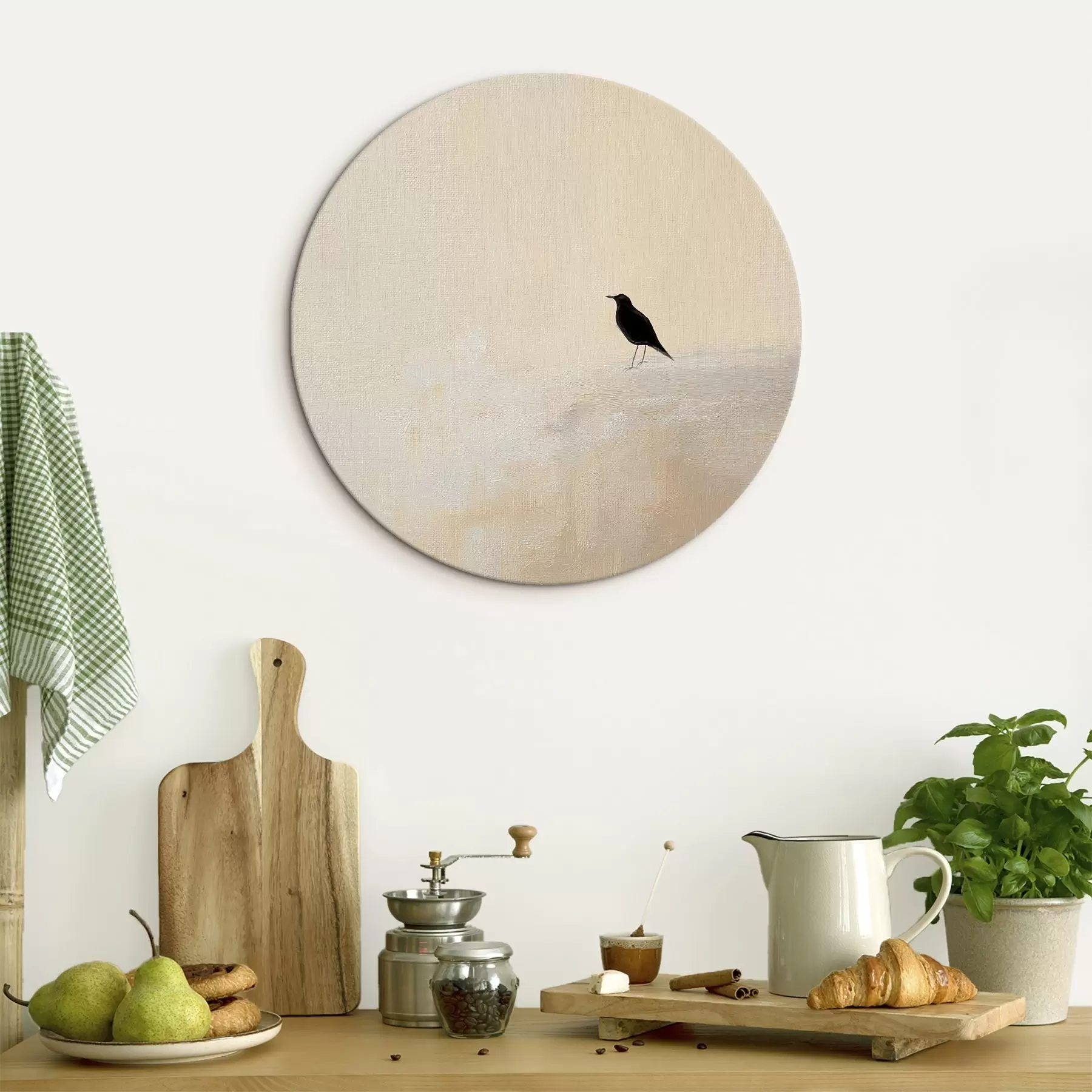 Картина Самотня пташка на теплому бежевому тлі r45882