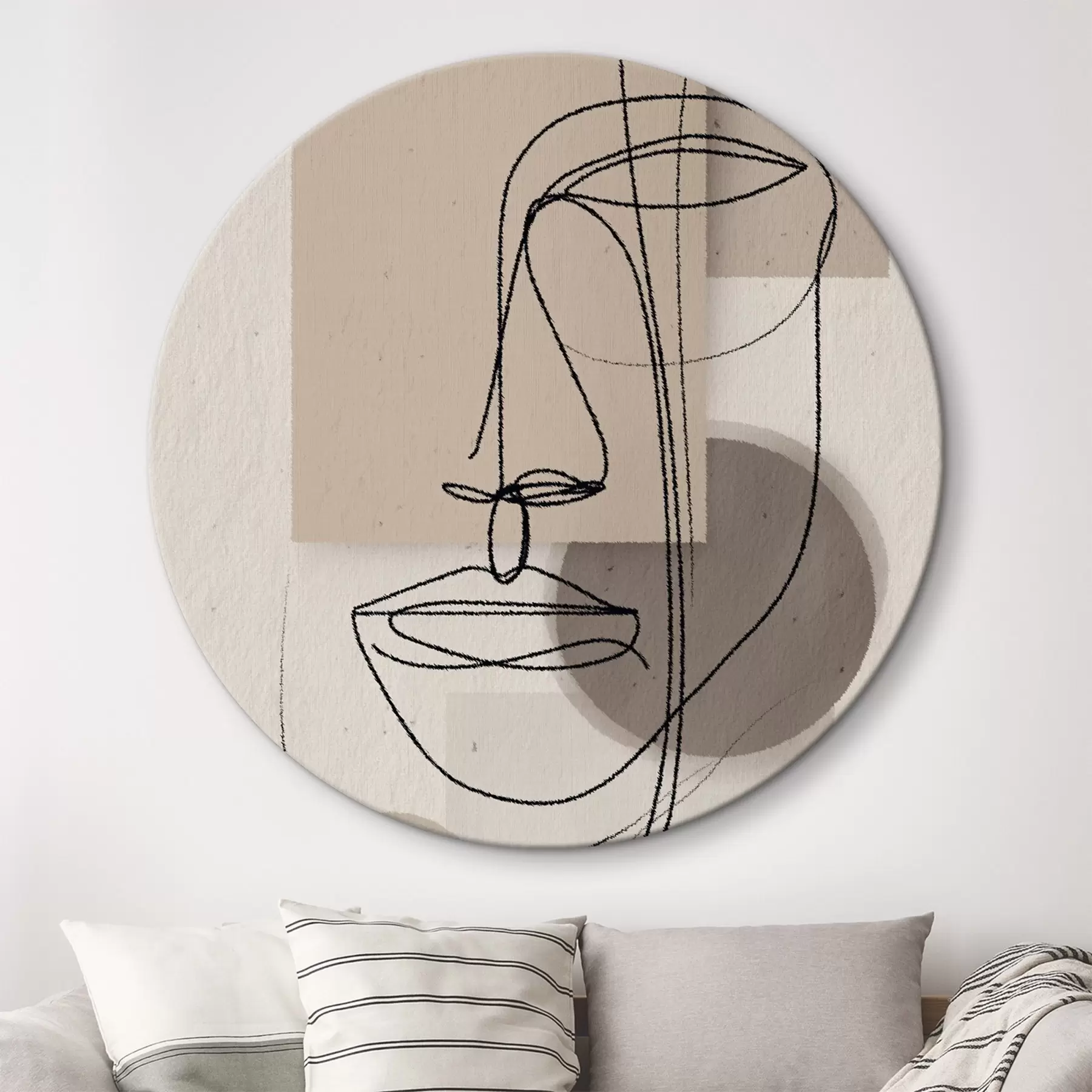 Картина Лінійний портрет на тлі бежевих геометричних фігур r45886