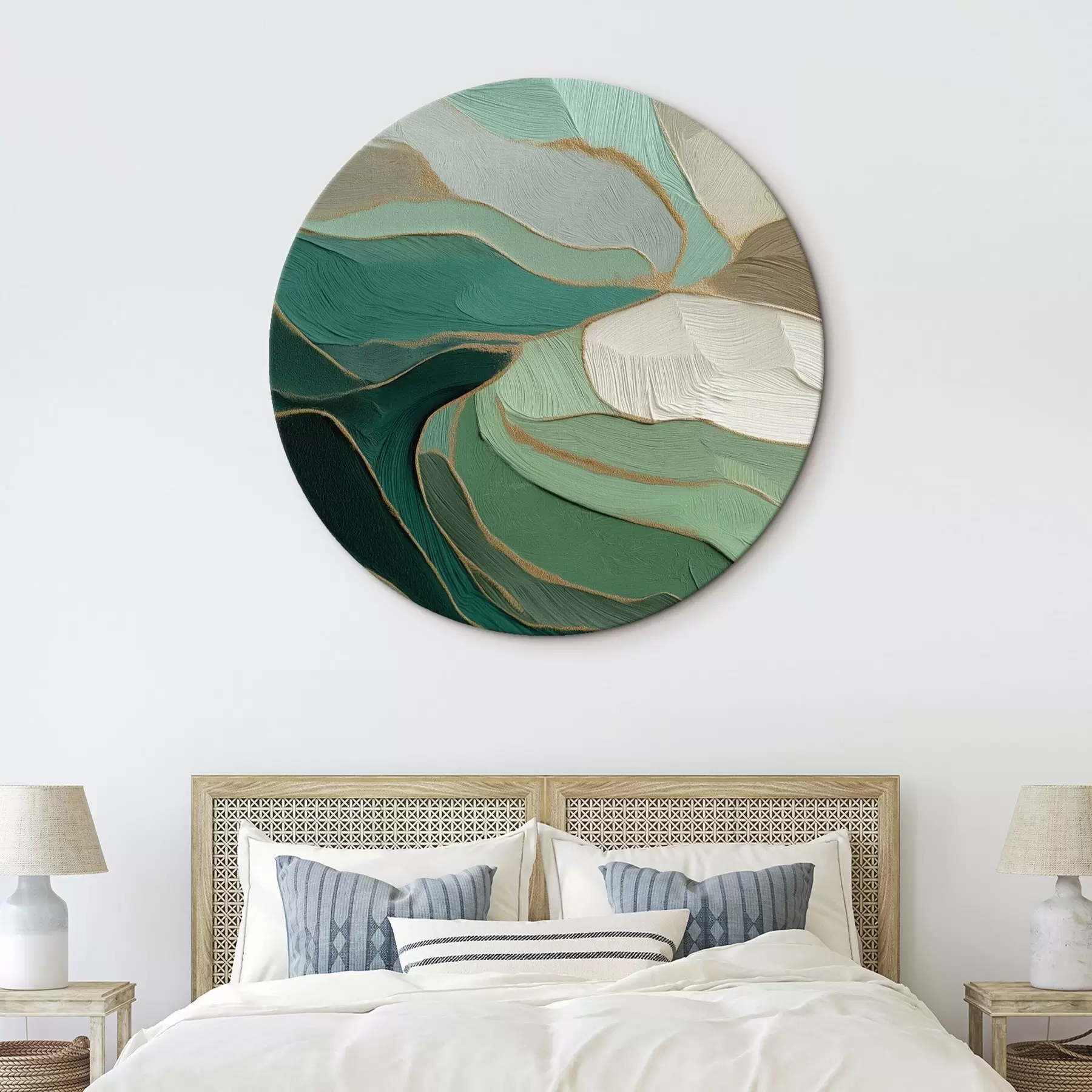 Картина Шавлієво-зелена абстракція з жовтим контуром r45901