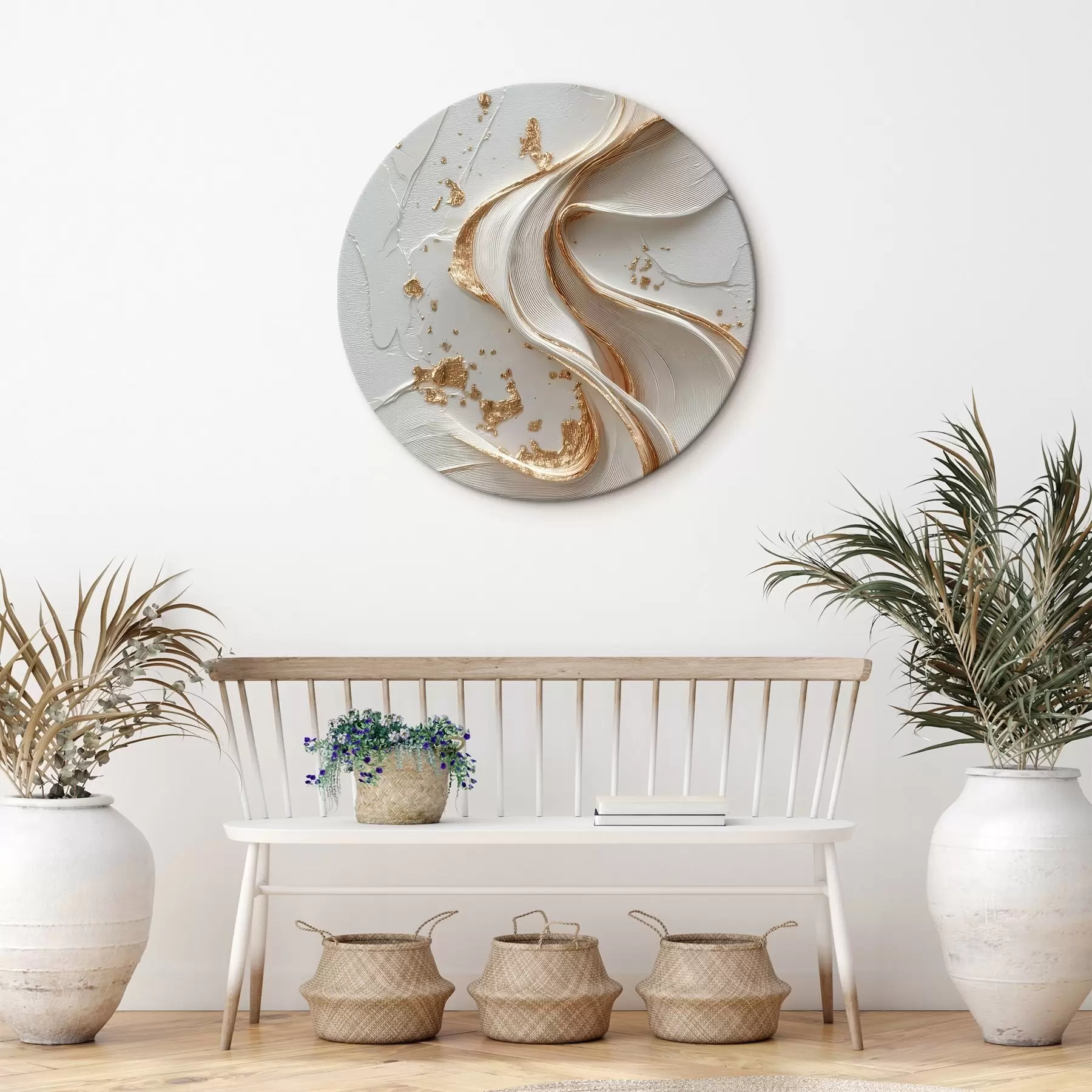 Картина Біло-жовті текстурні штрихи з металевими акцентами r45906