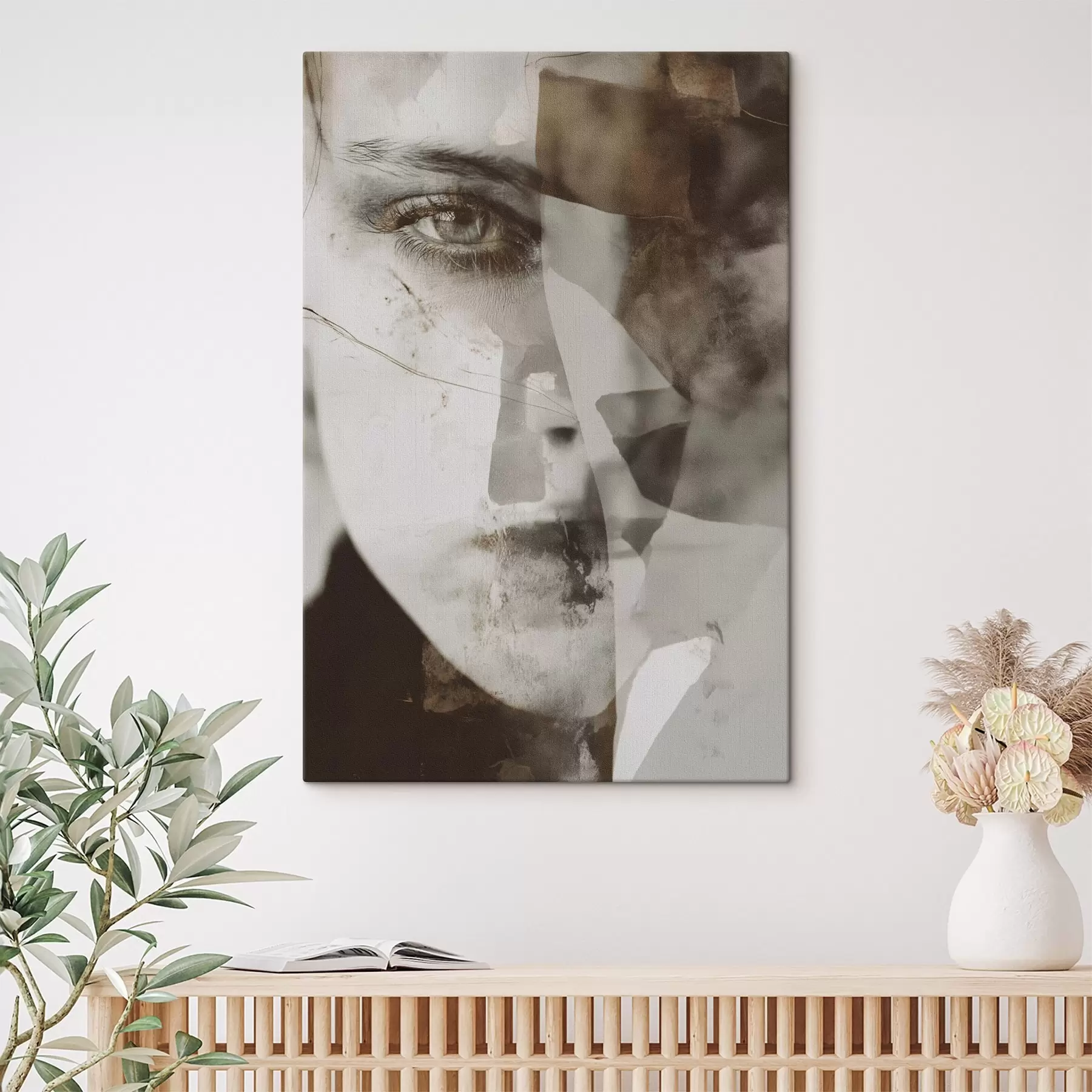 Картина Абстрактний портрет у сепії, текстурах і плямах s45897