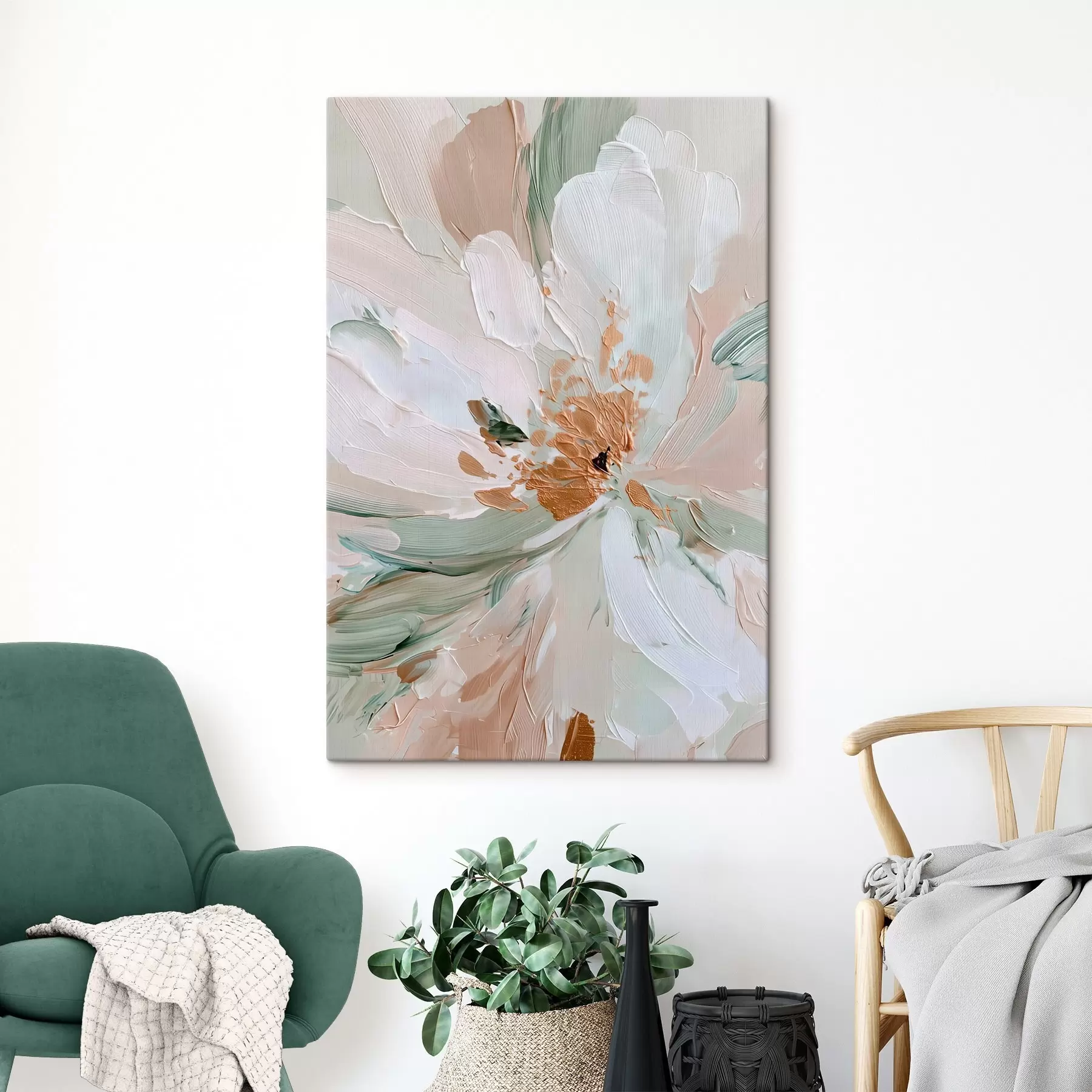 Картина Пастельна імпасто-квітка з жовтими акцентами s45900